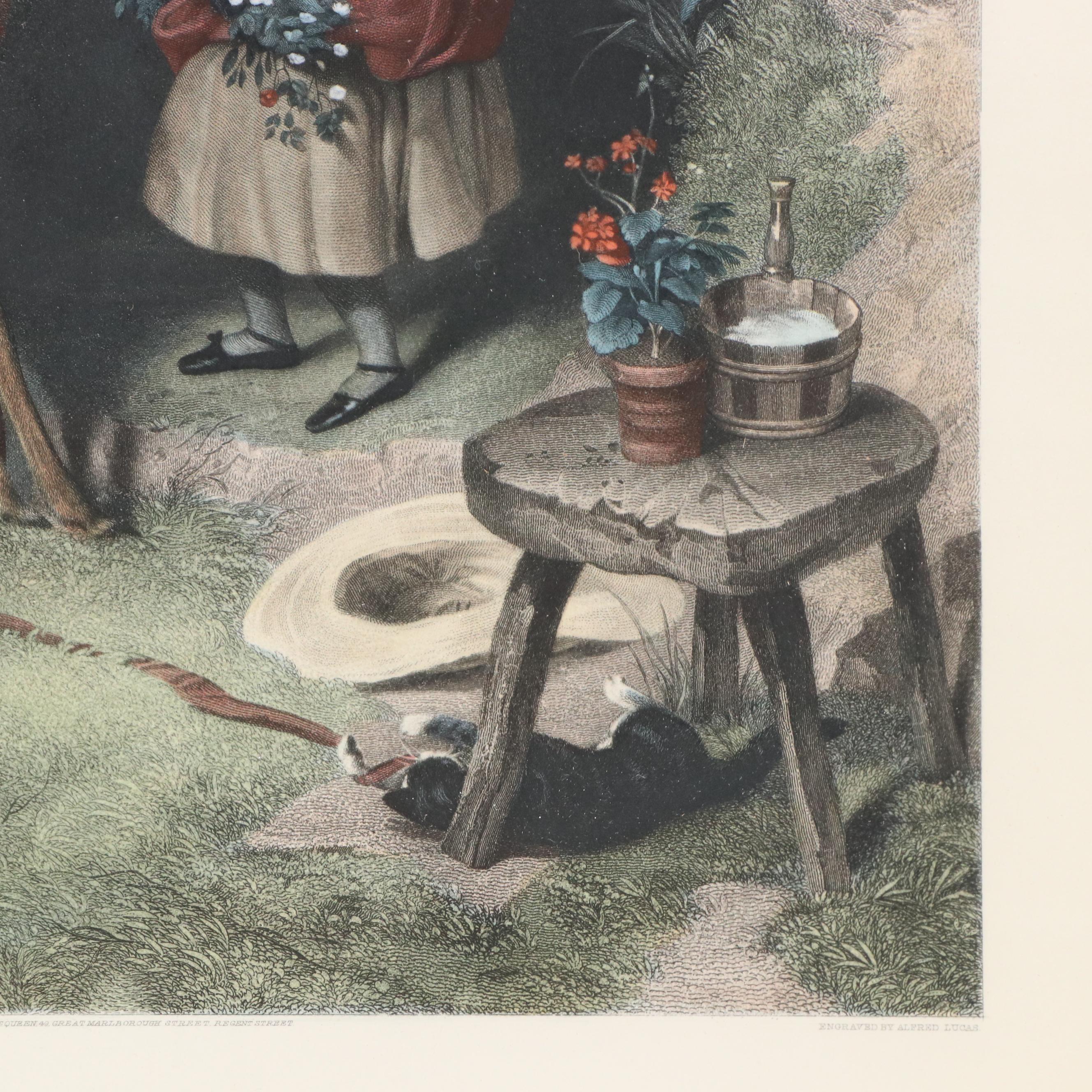 Hand-Colored Engraving After Sir Edwin Landseer "The Pets," 1877