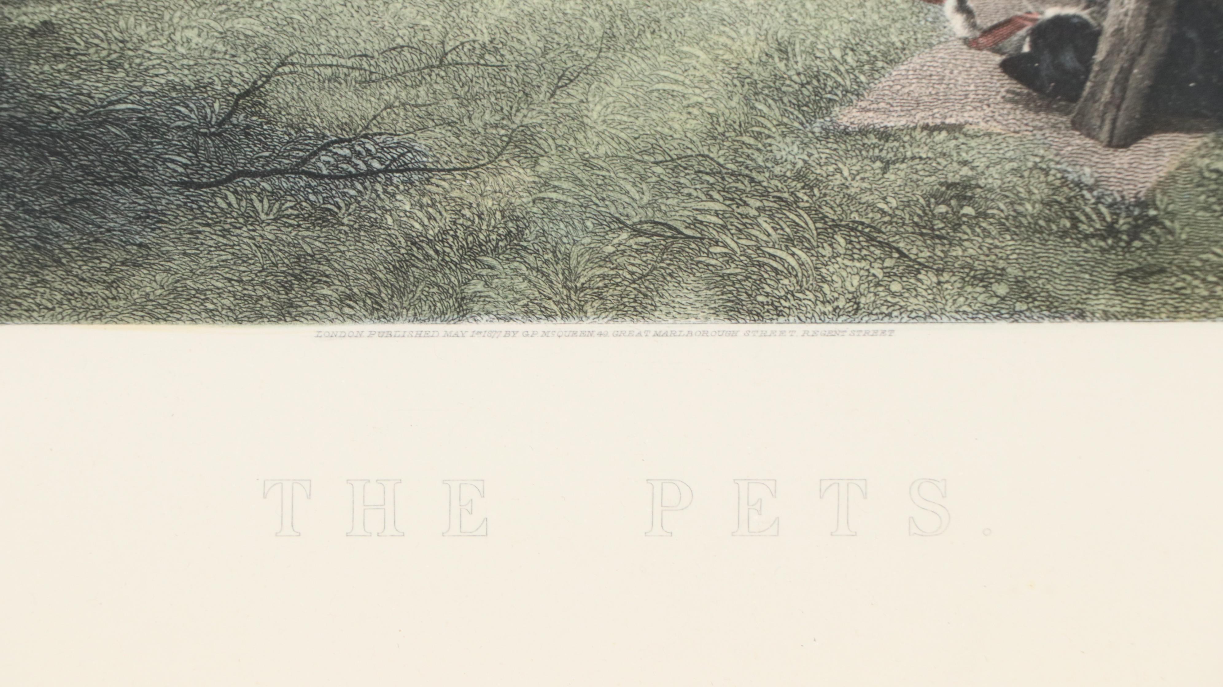 Hand-Colored Engraving After Sir Edwin Landseer "The Pets," 1877