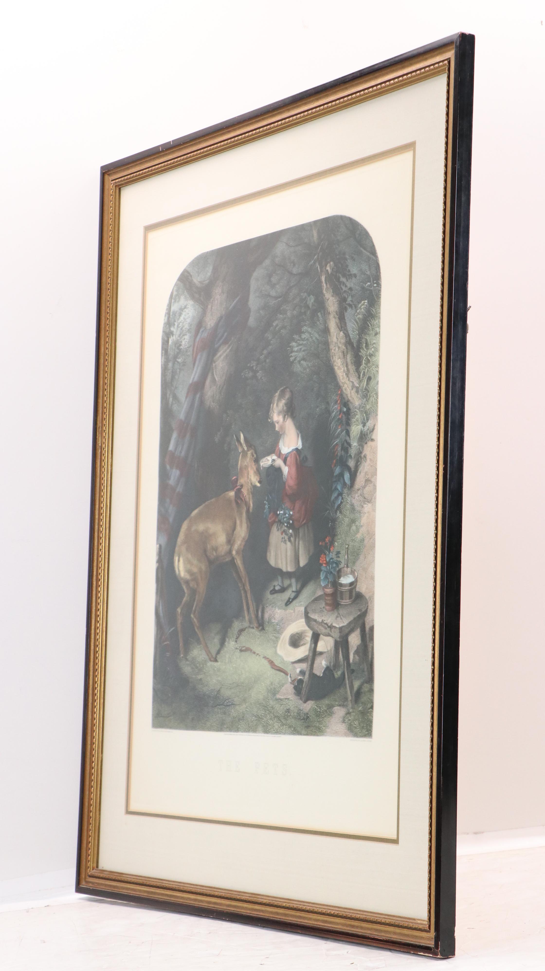 Hand-Colored Engraving After Sir Edwin Landseer "The Pets," 1877