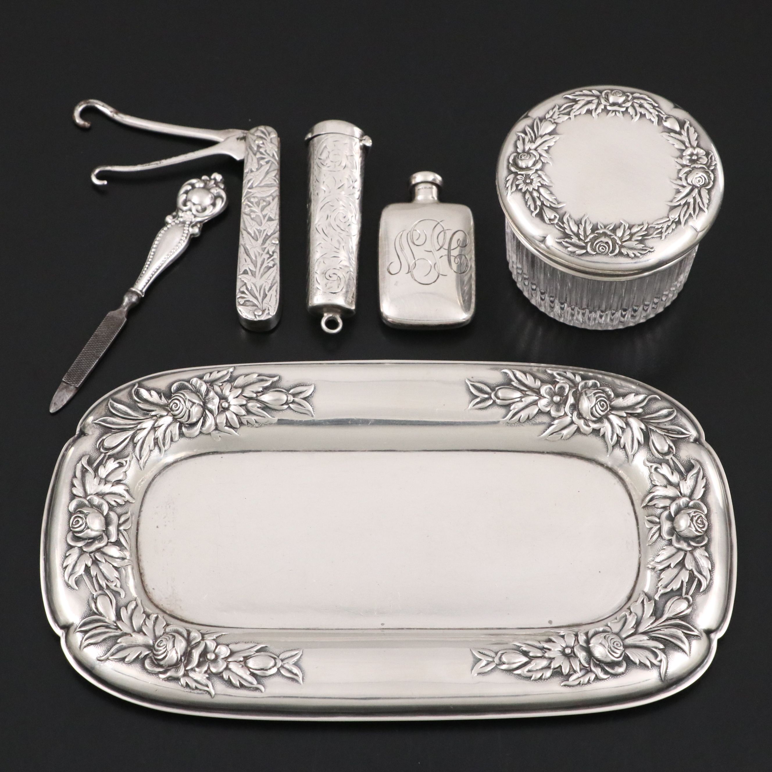 Tiffany and Kirk-Stieff and Other Sterling Silver Vanity Items