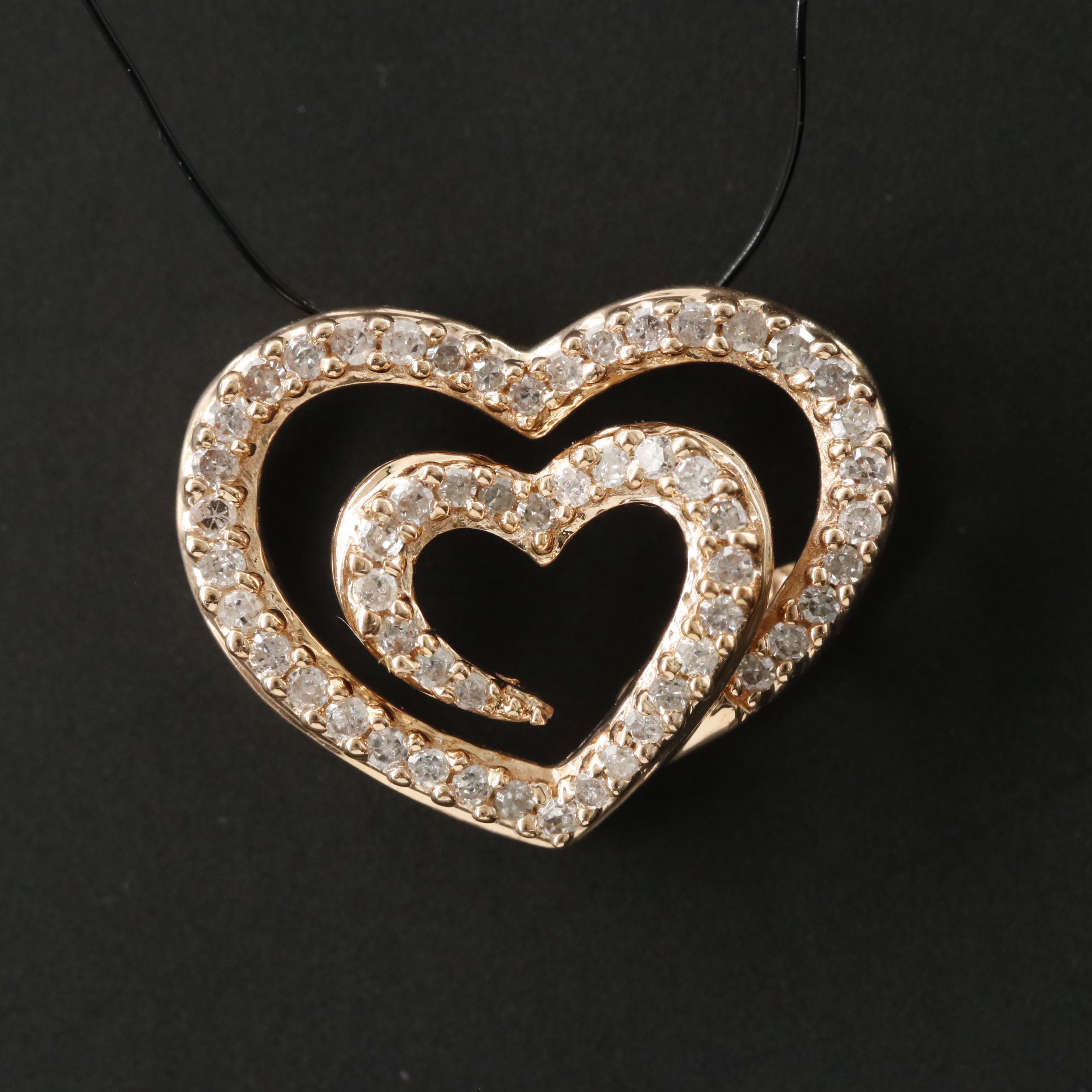 14K Rose Gold 0.26 CTW Diamond Heart Pendant