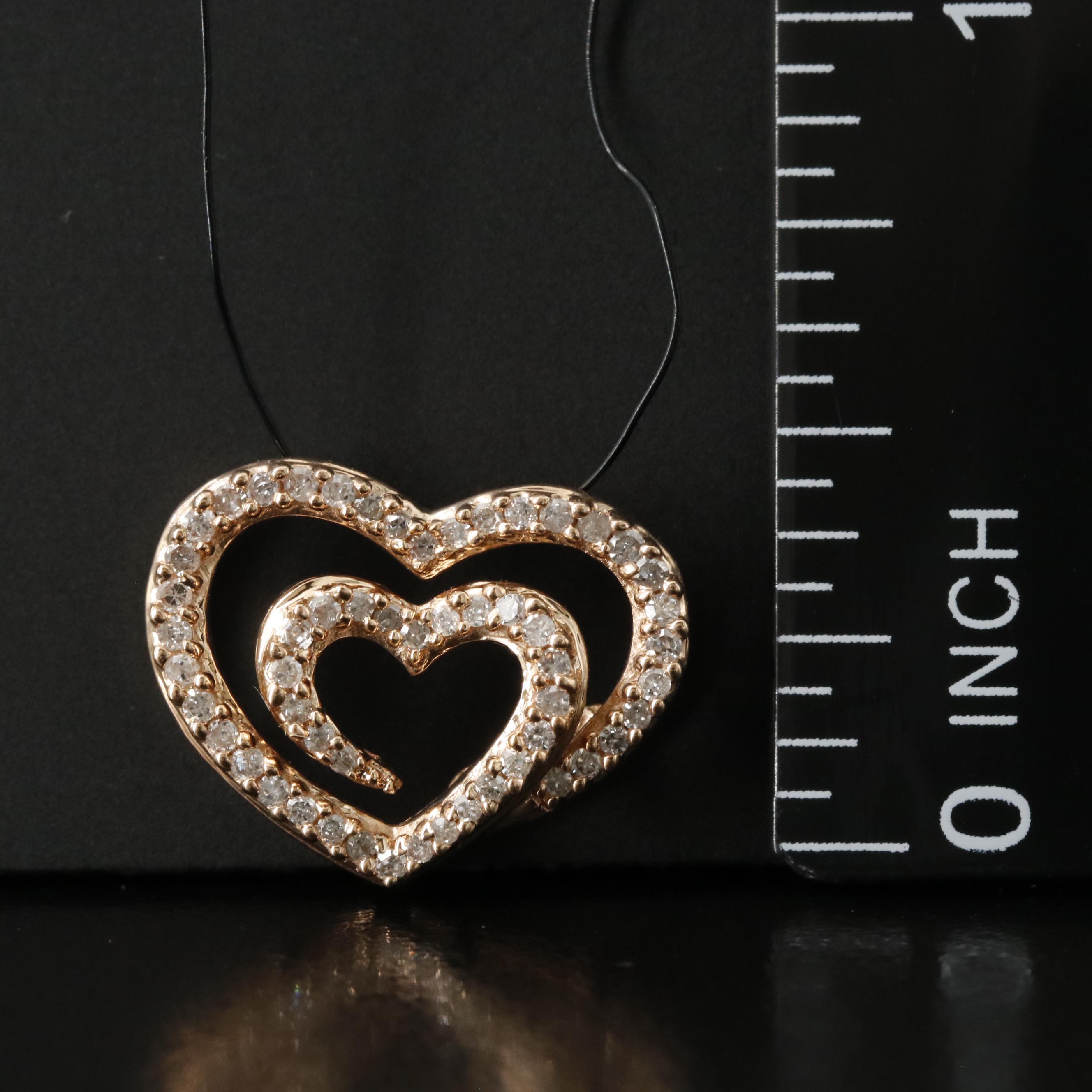 14K Rose Gold 0.26 CTW Diamond Heart Pendant
