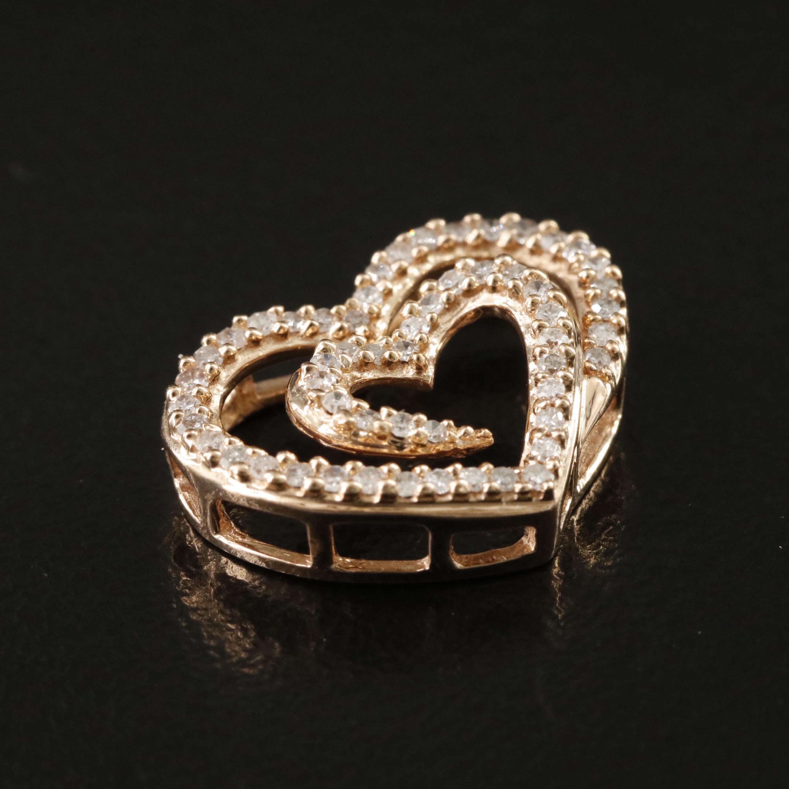 14K Rose Gold 0.26 CTW Diamond Heart Pendant