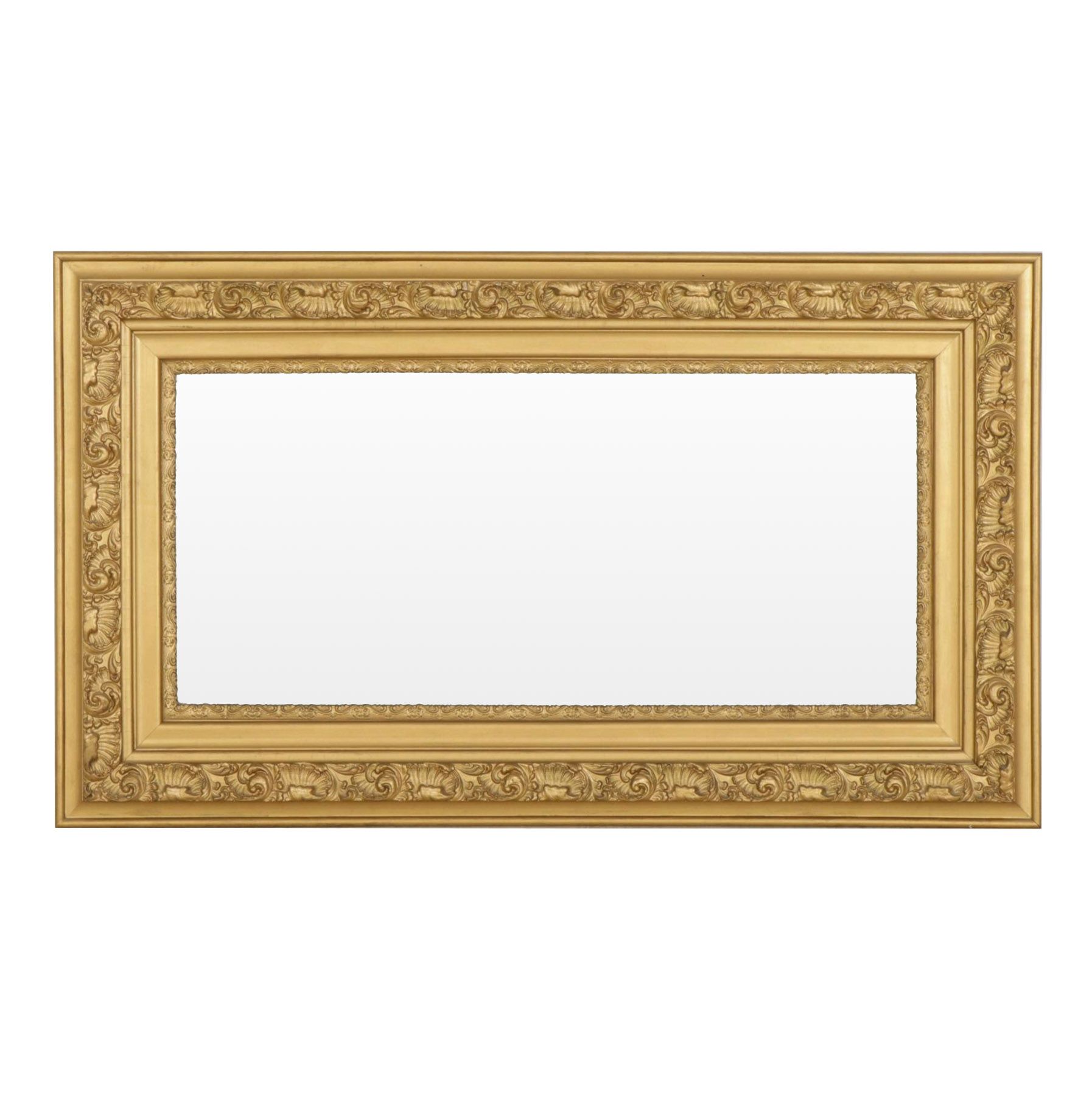 Rococo Style Gold-Toned Rectangular Wall Mirror