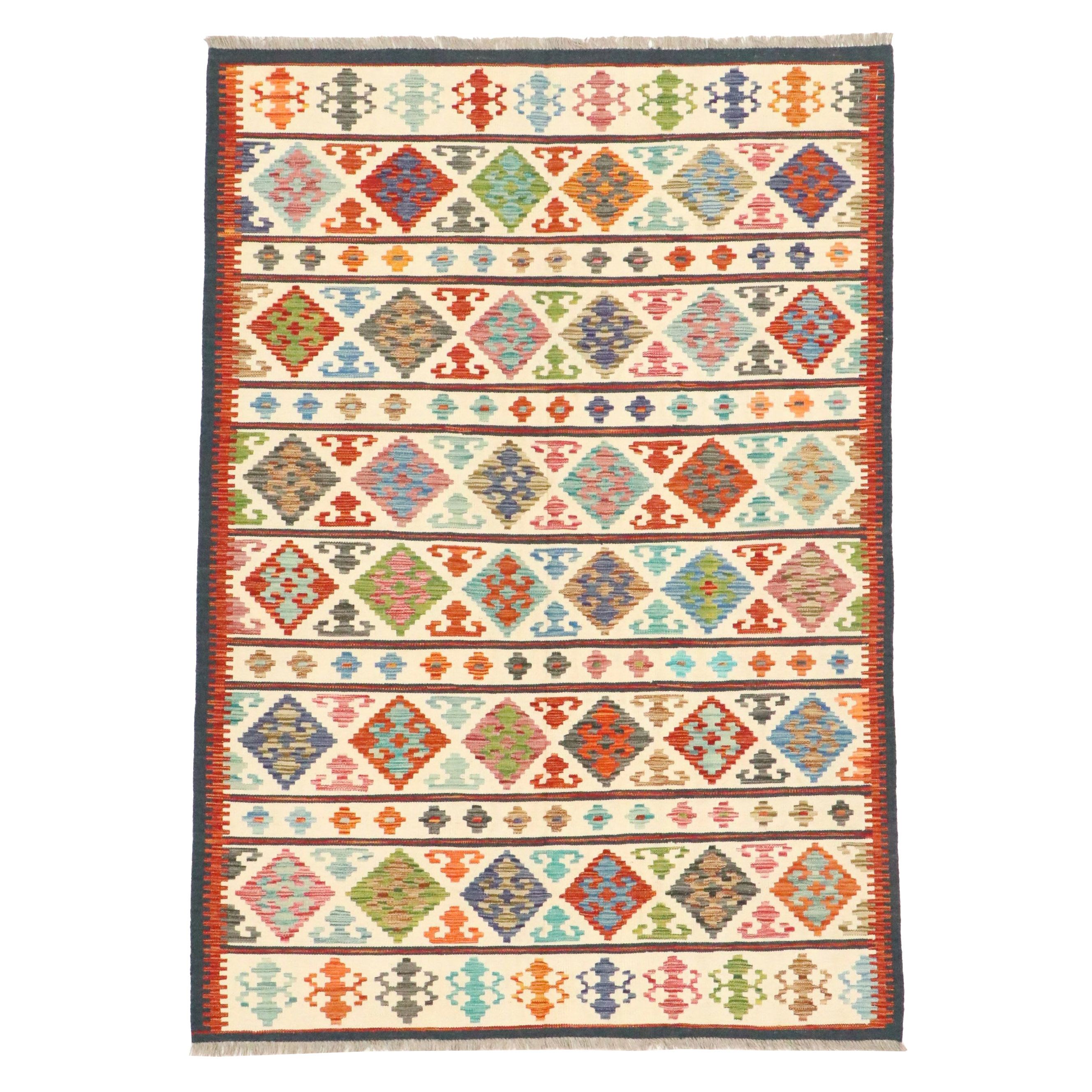 5'7 x 8'1 Handwoven Afghan Kilim Area Rug