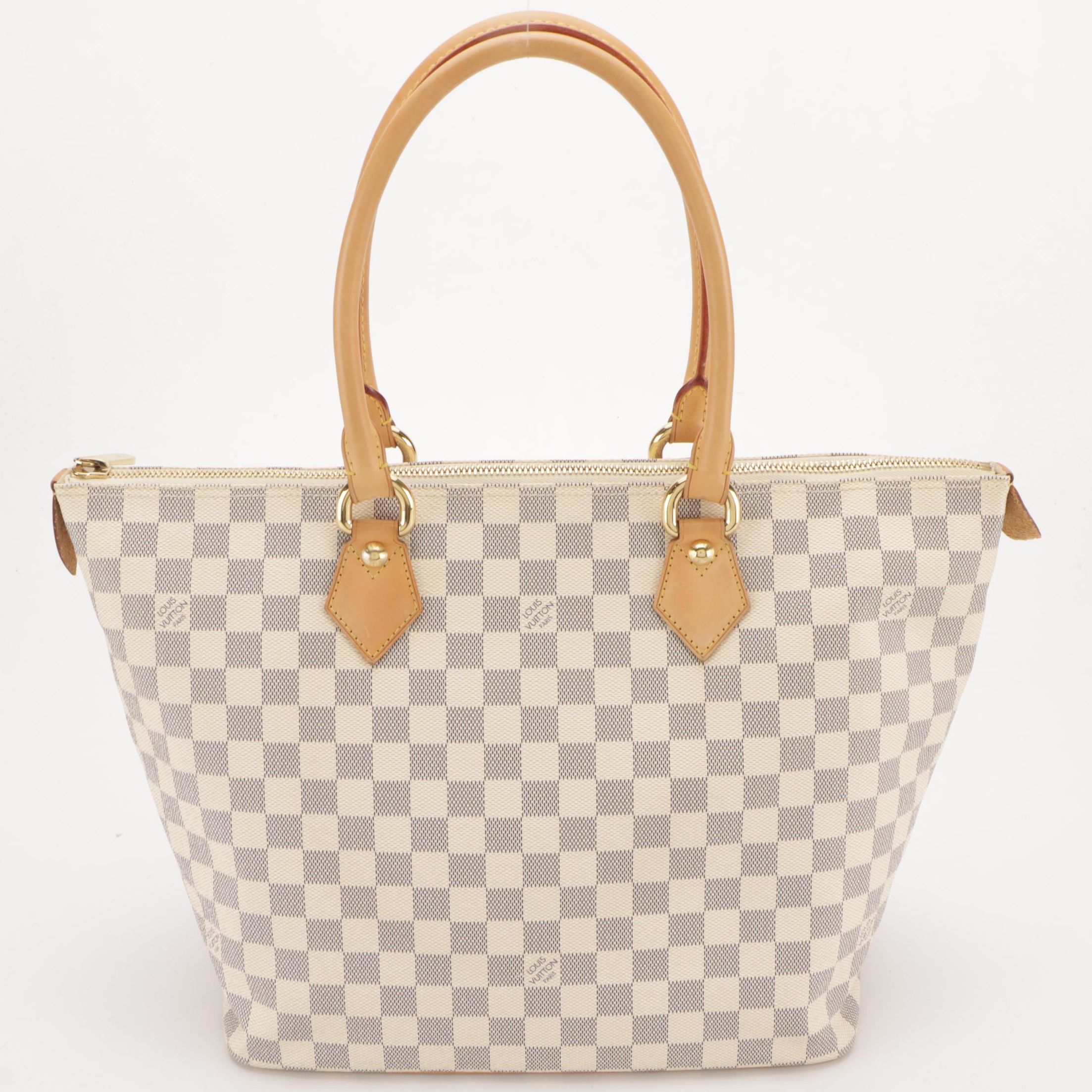 Louis Vuitton Saleya MM in Damier Azur Canvas and Vachetta Leather