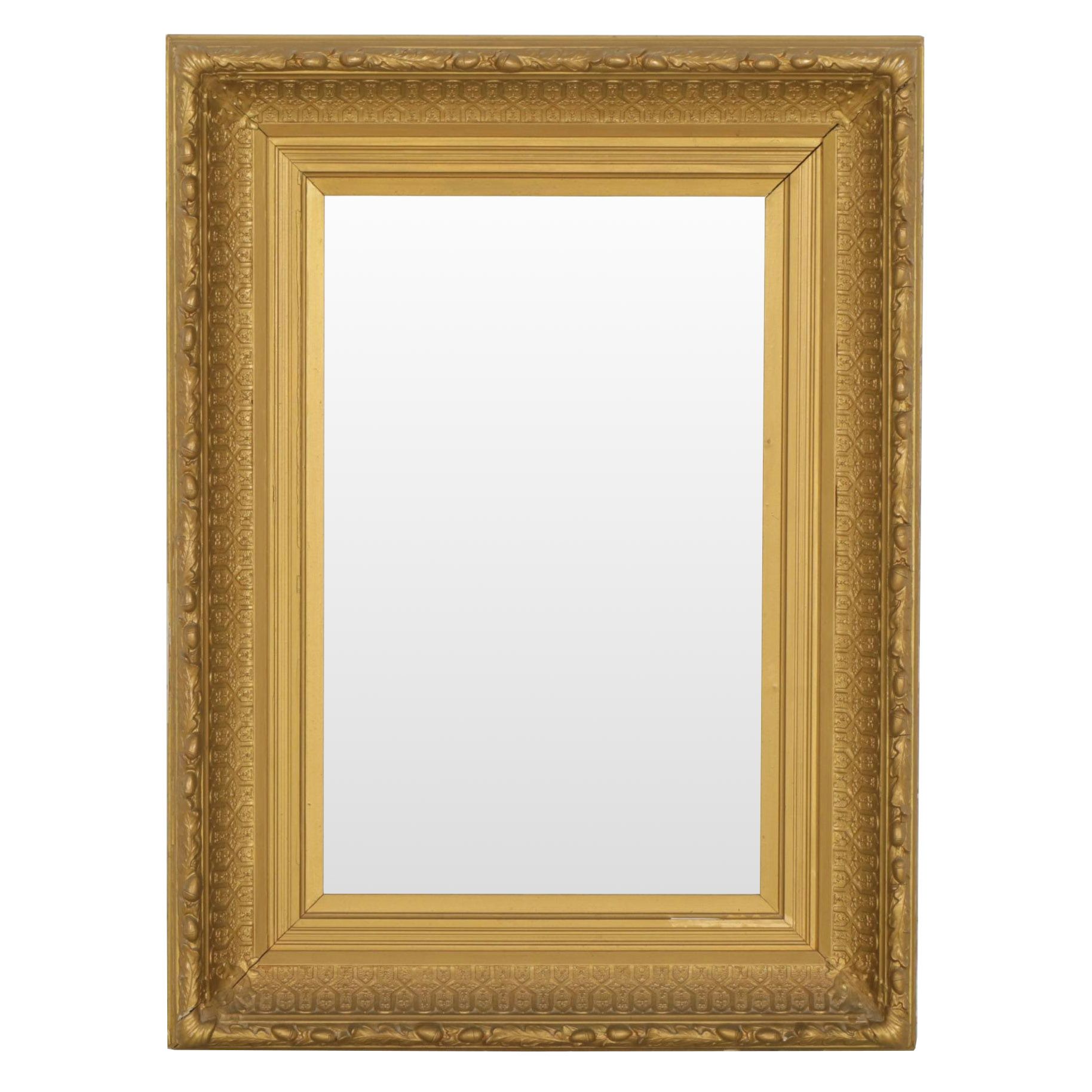 Arts and Crafts Gold-Toned Rectangular Wall Mirror, Early 20th Century