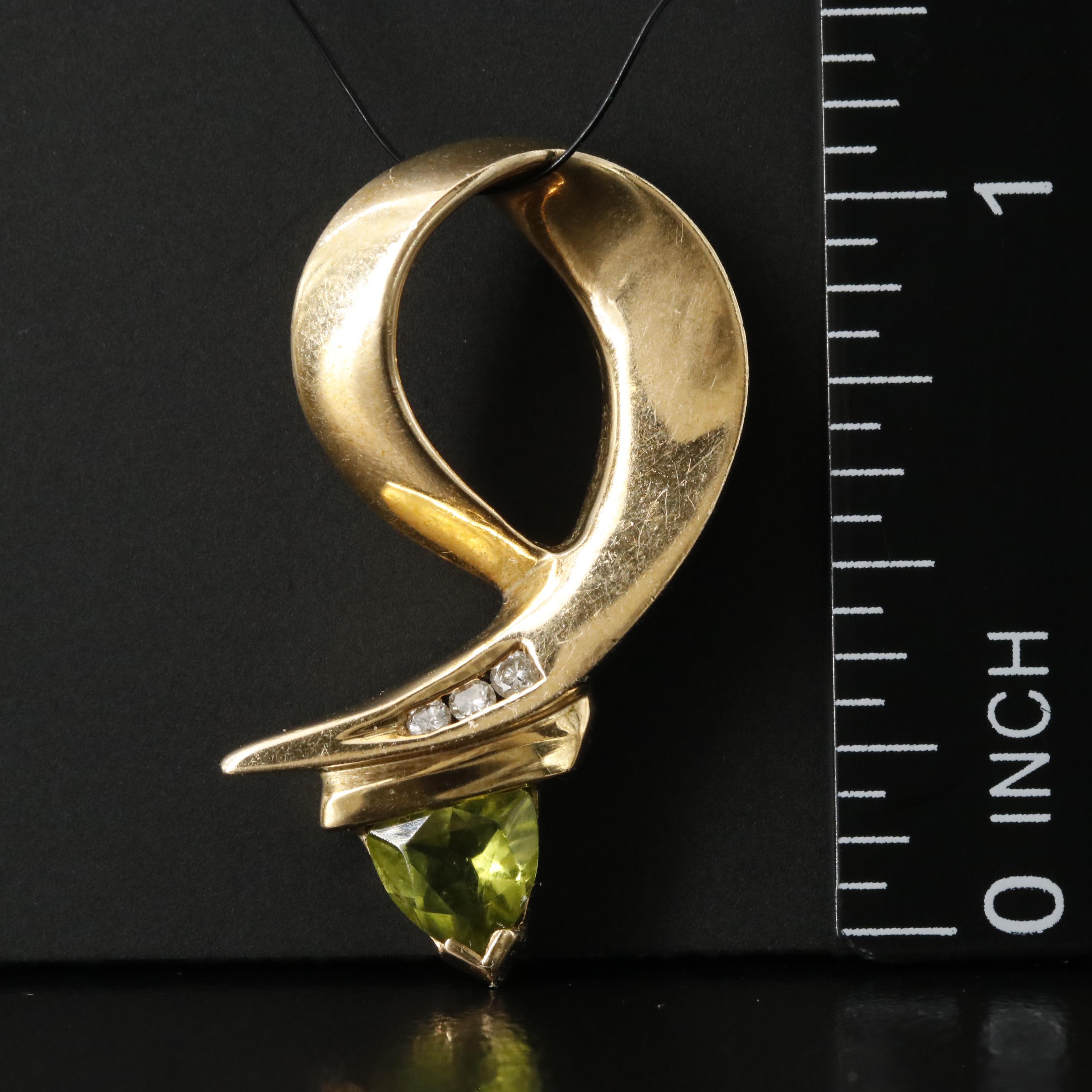 14K Peridot and Diamond Pendant Slide