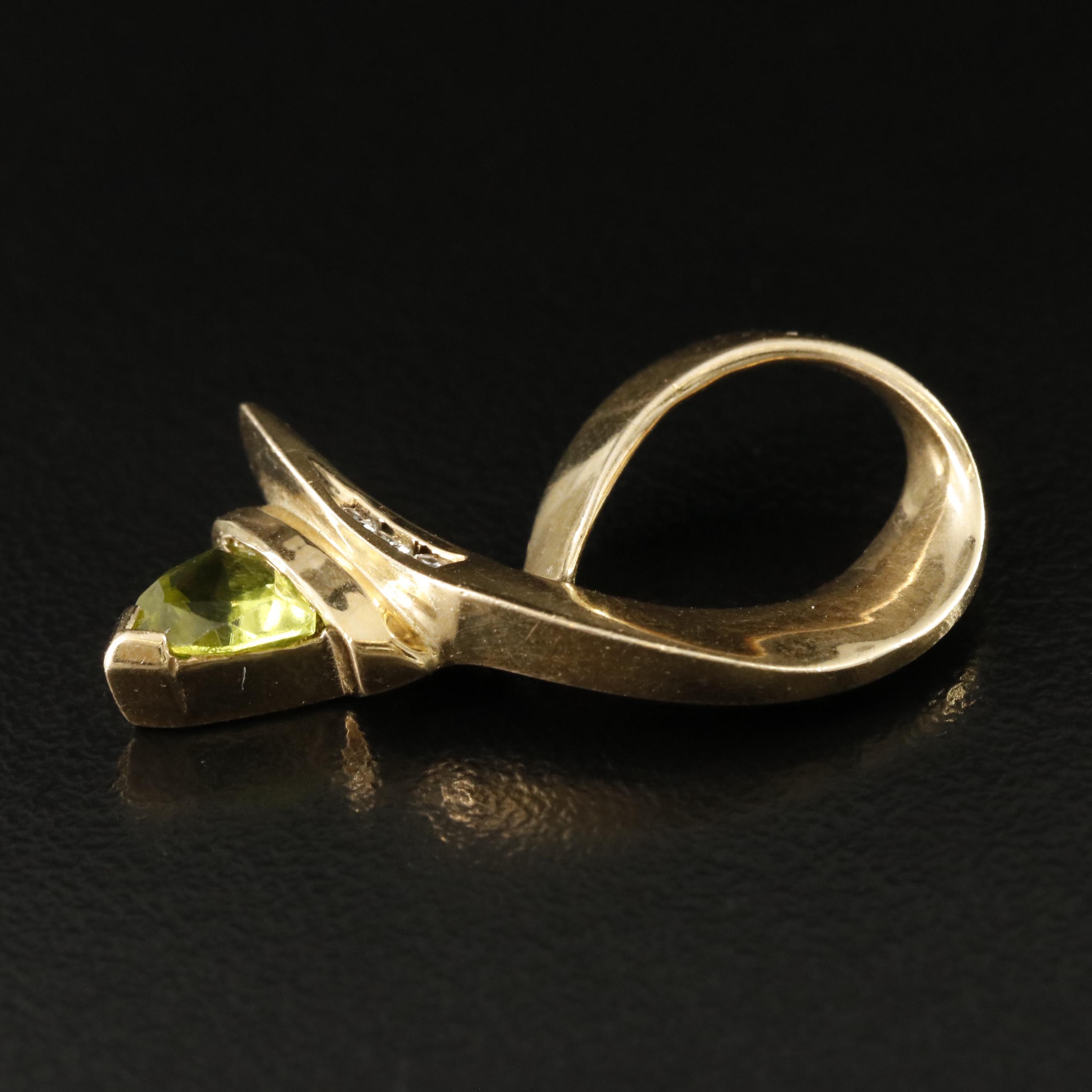 14K Peridot and Diamond Pendant Slide