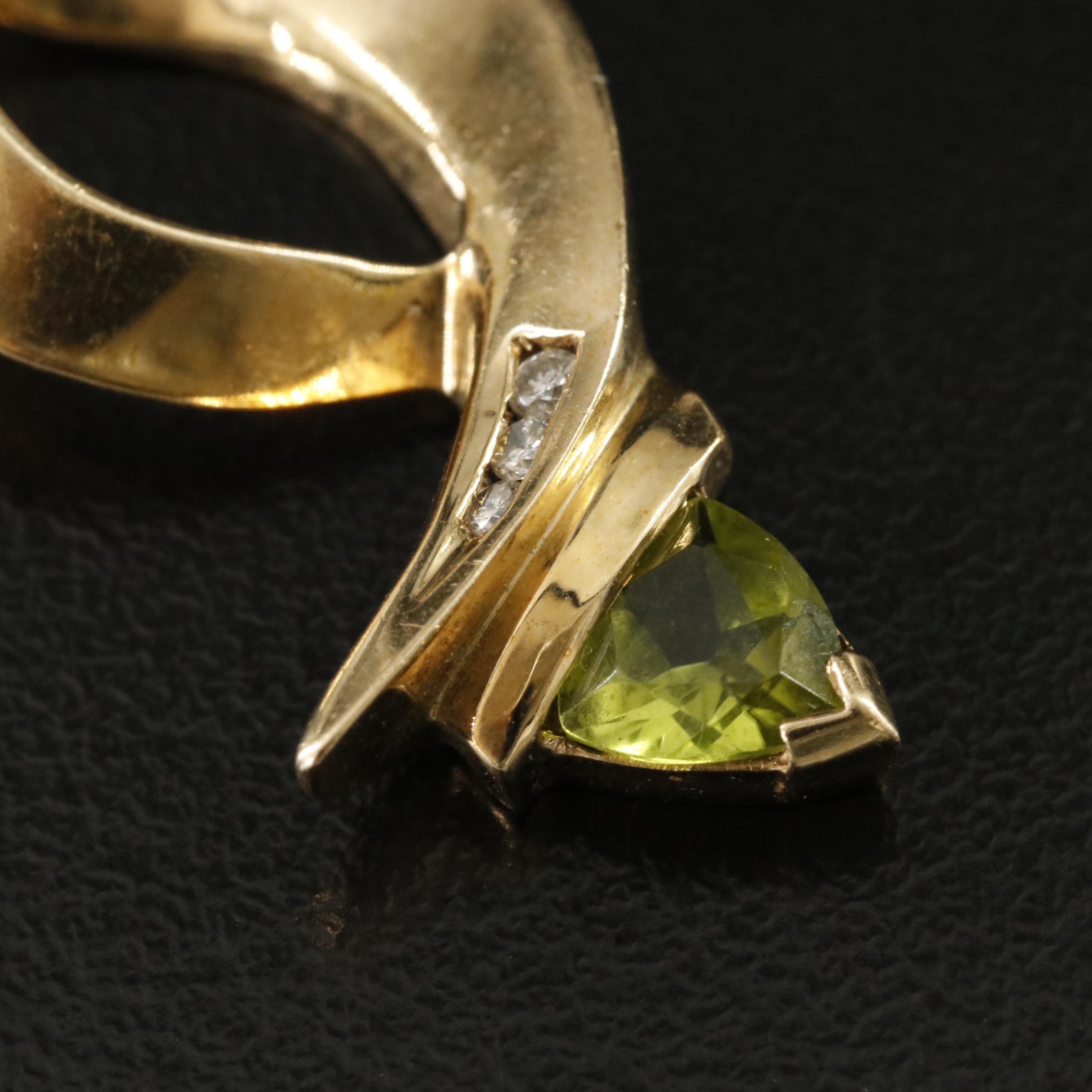 14K Peridot and Diamond Pendant Slide
