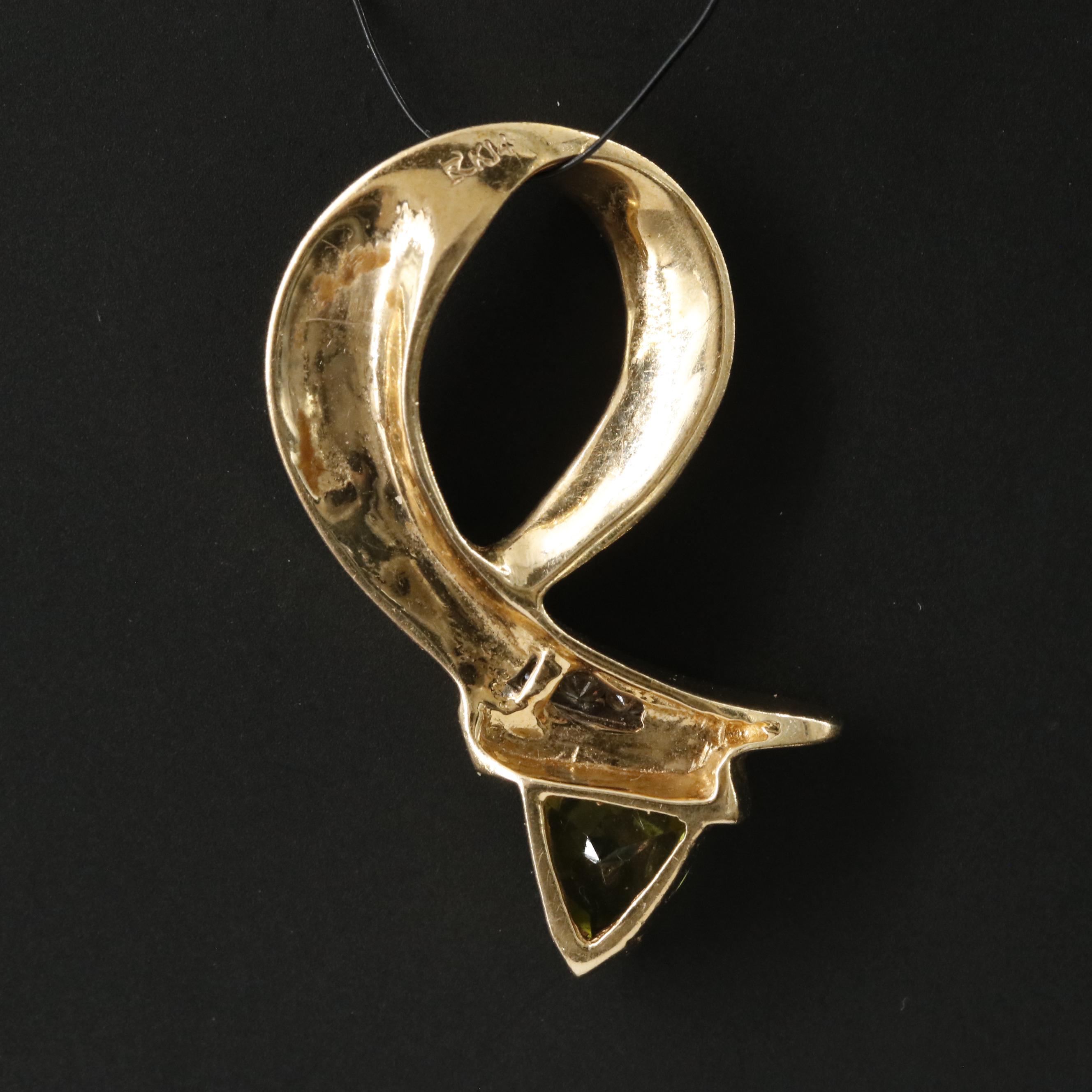 14K Peridot and Diamond Pendant Slide