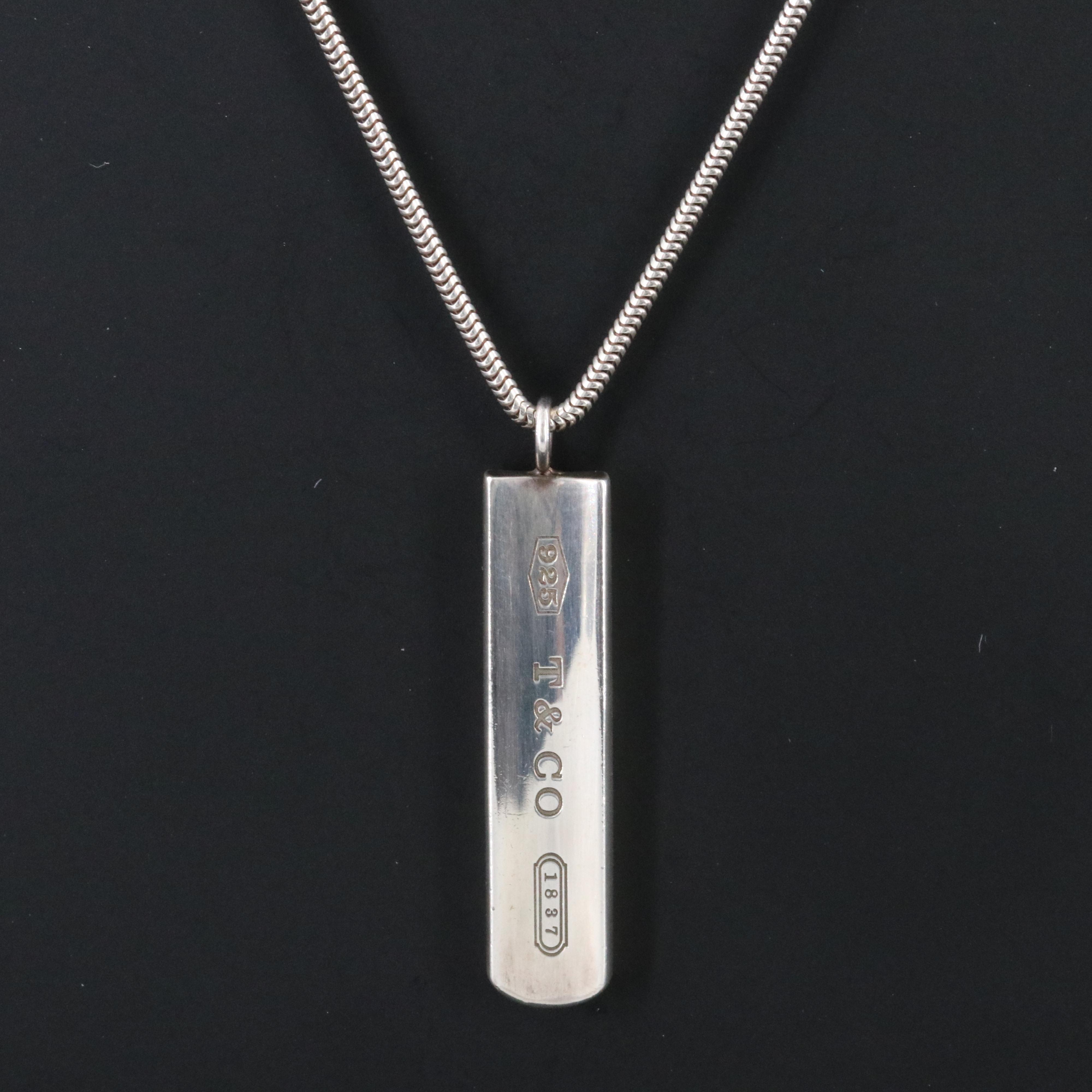 Tiffany & Co. 1837 Sterling Bar Plate Necklace