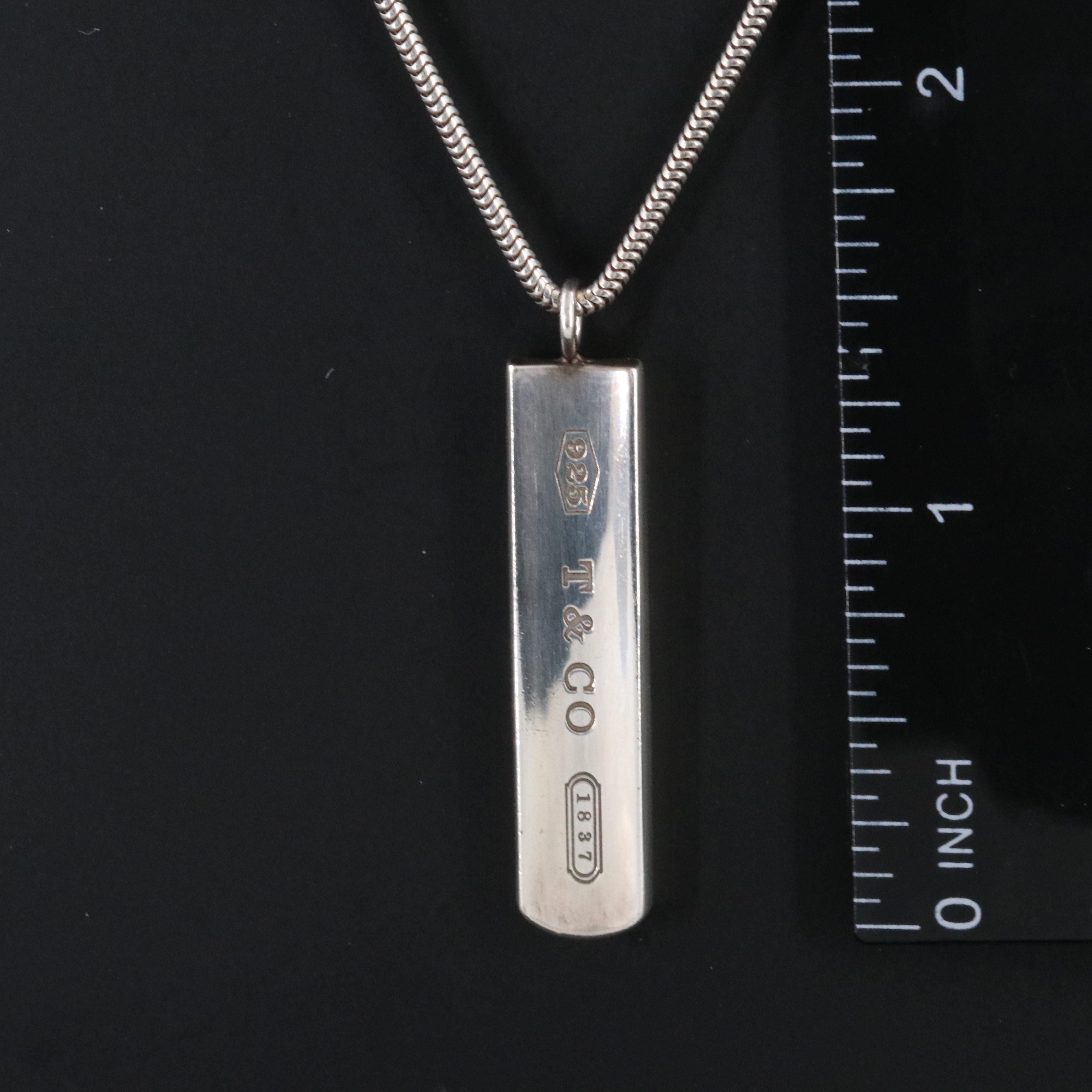 Tiffany & Co. 1837 Sterling Bar Plate Necklace