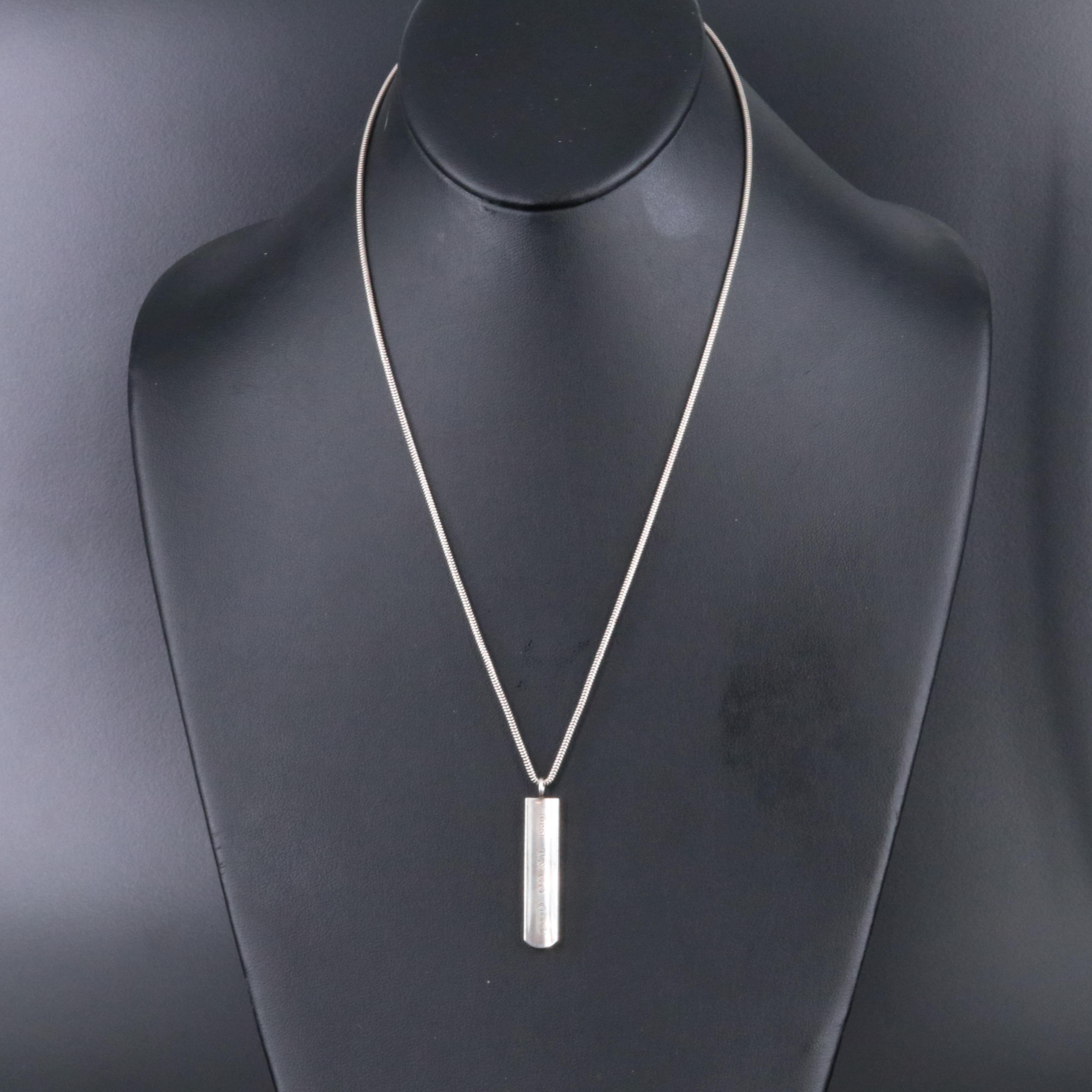 Tiffany & Co. 1837 Sterling Bar Plate Necklace