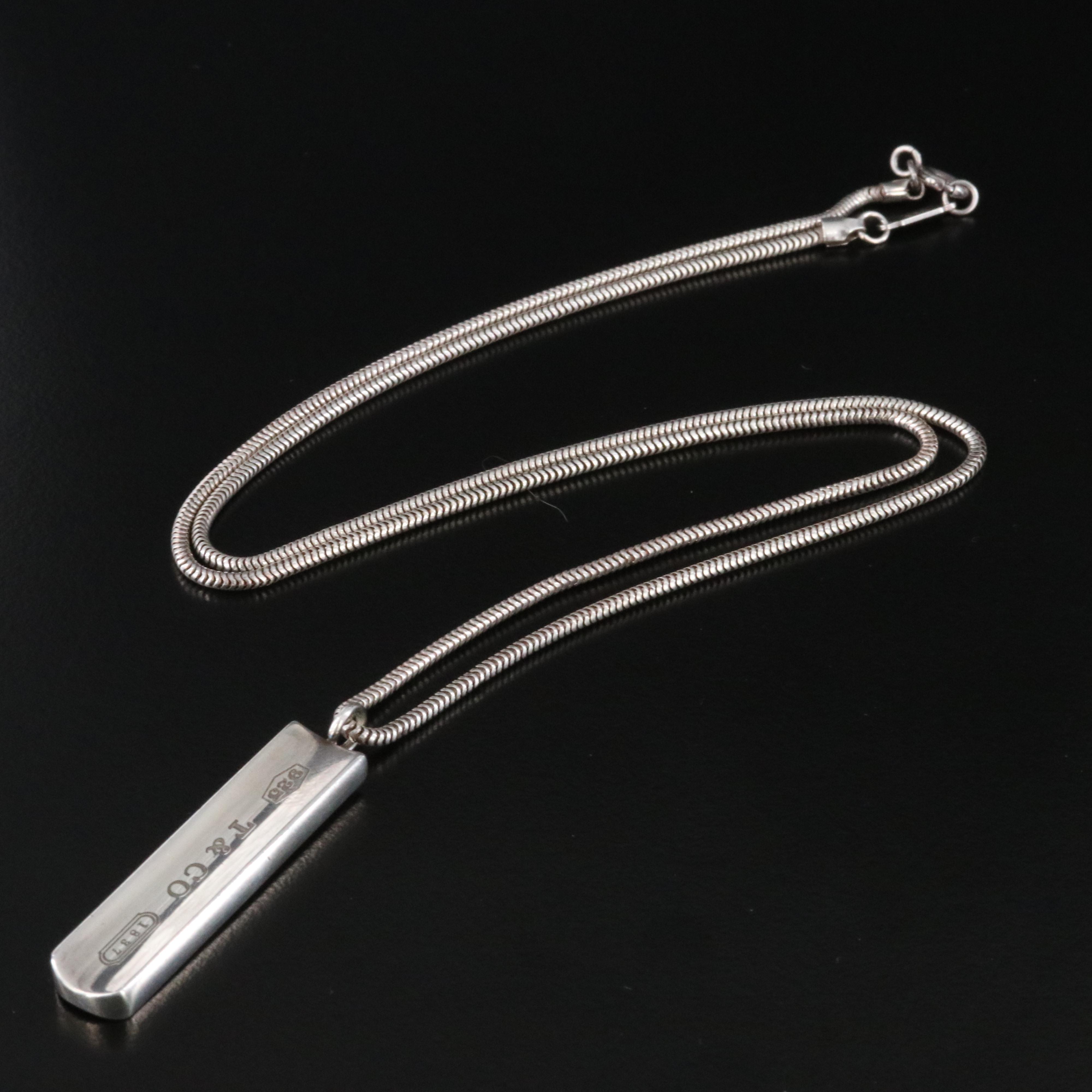 Tiffany & Co. 1837 Sterling Bar Plate Necklace