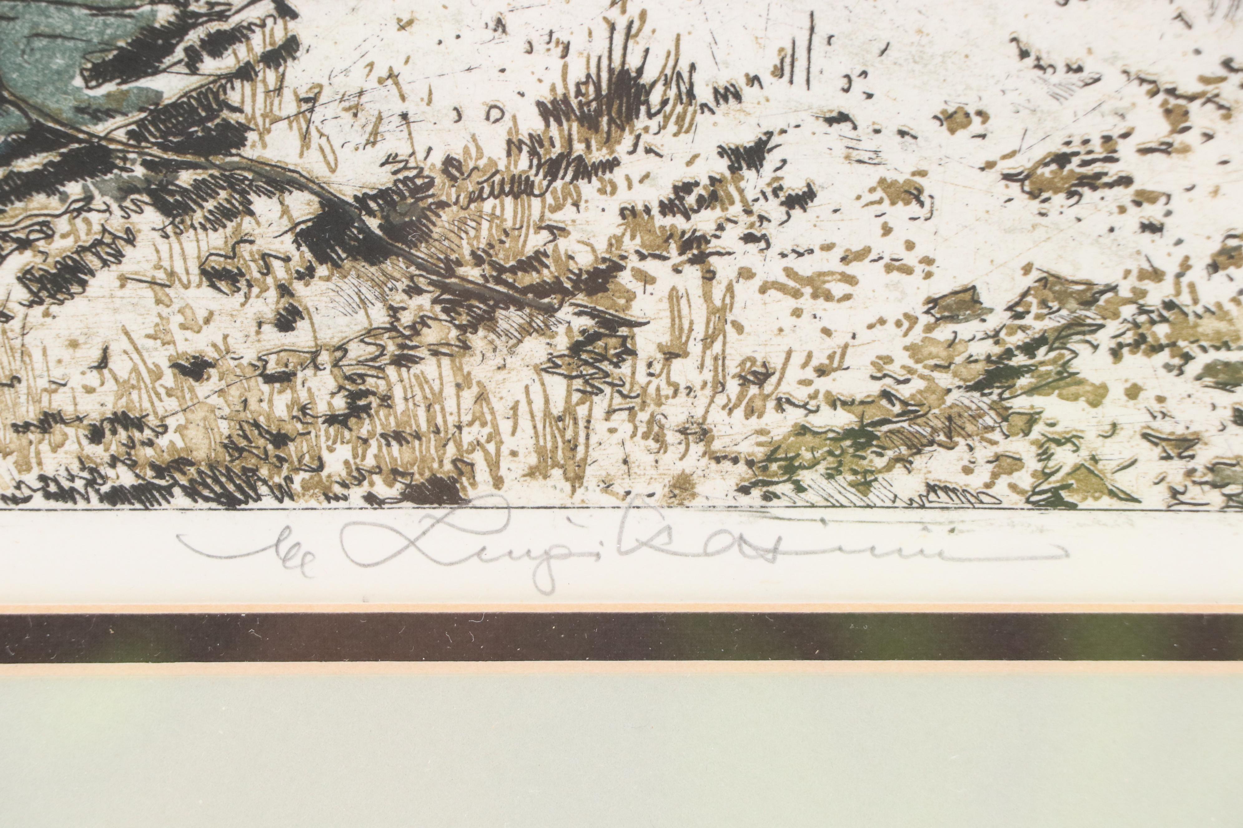 Luigi Kasimir Aquatint Etching "Reisigsammlerin vor dem Stift Klosterneuburg"