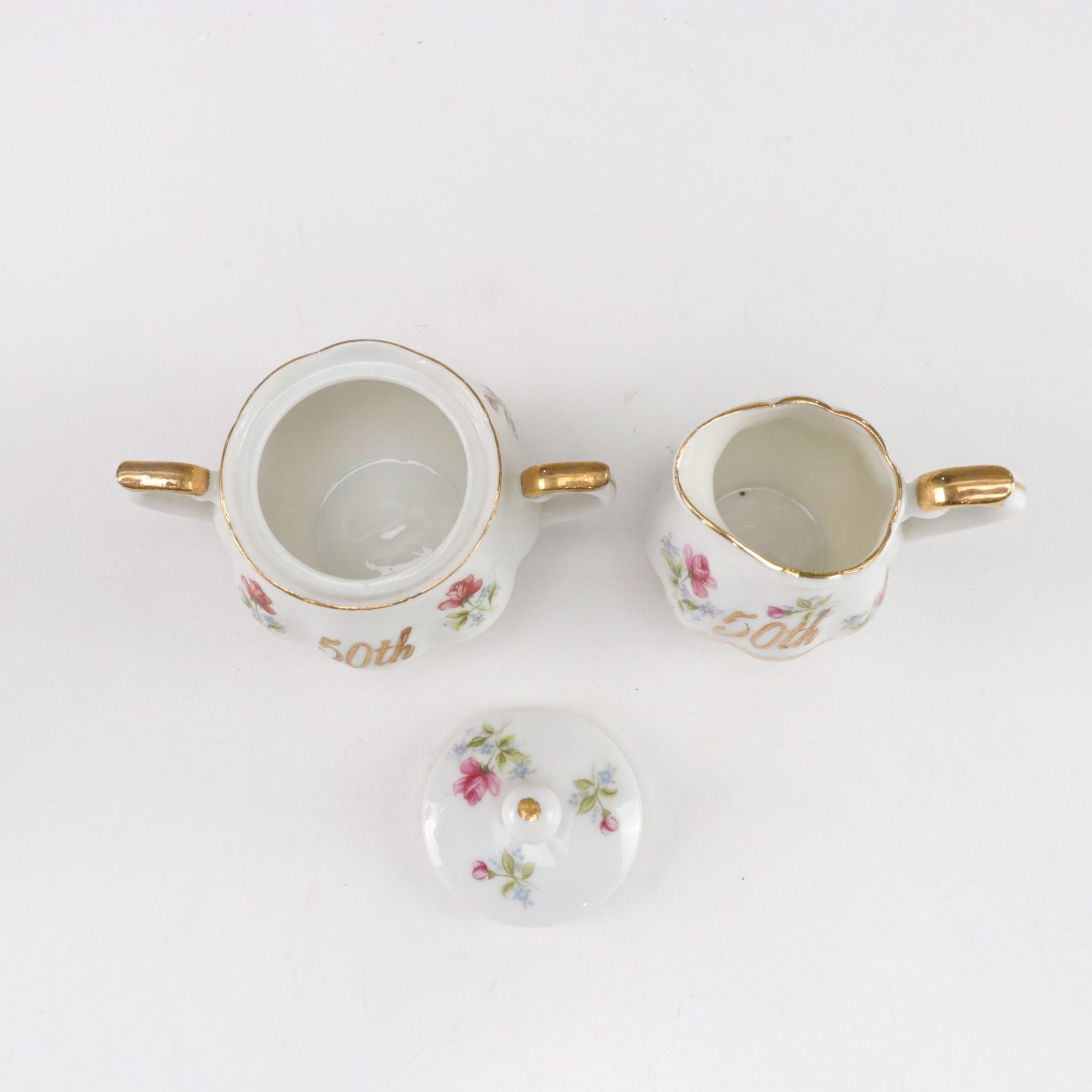 Japan Gilt Porcelain Dinnerware & Glass Ice Cream Bowls