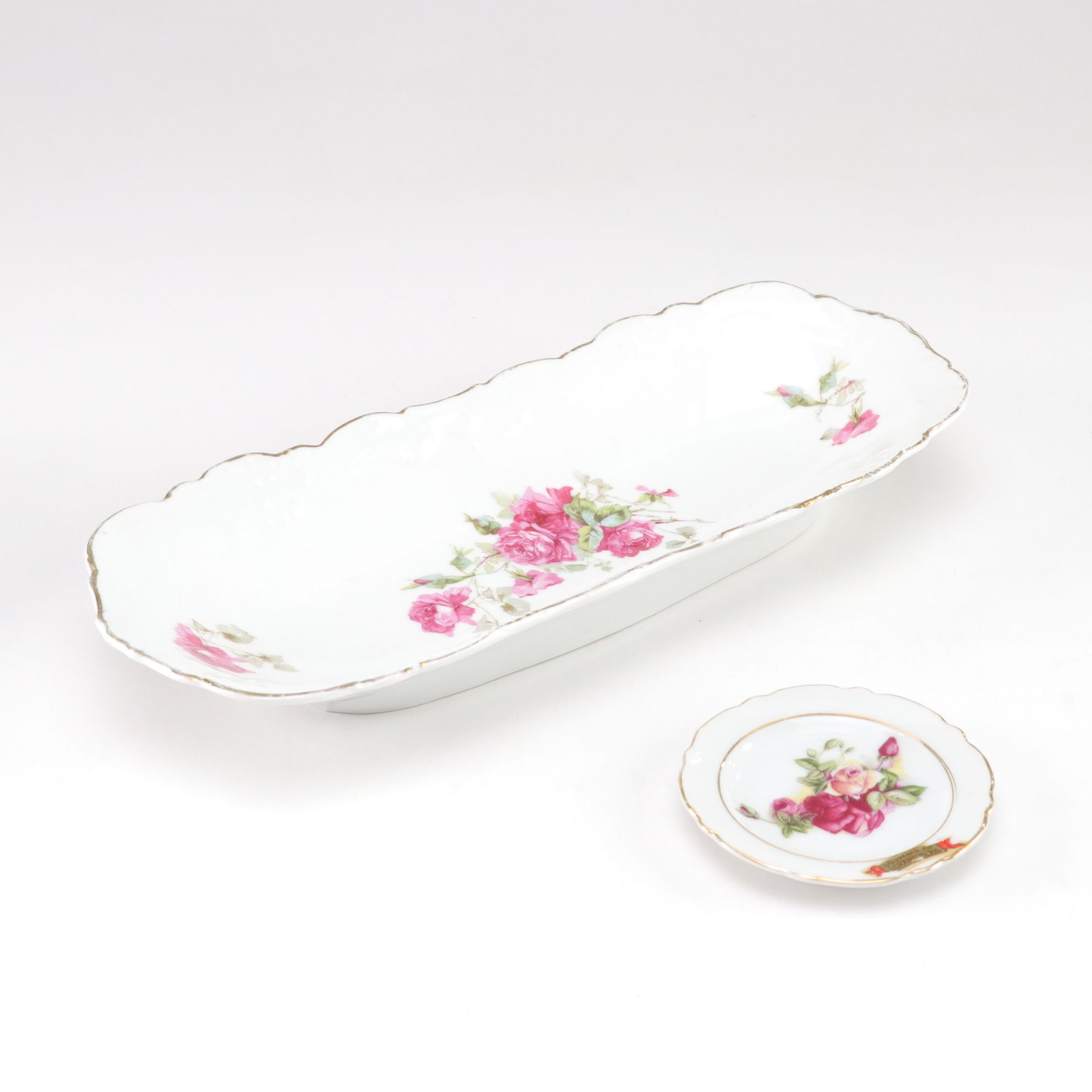 Japan Gilt Porcelain Dinnerware & Glass Ice Cream Bowls