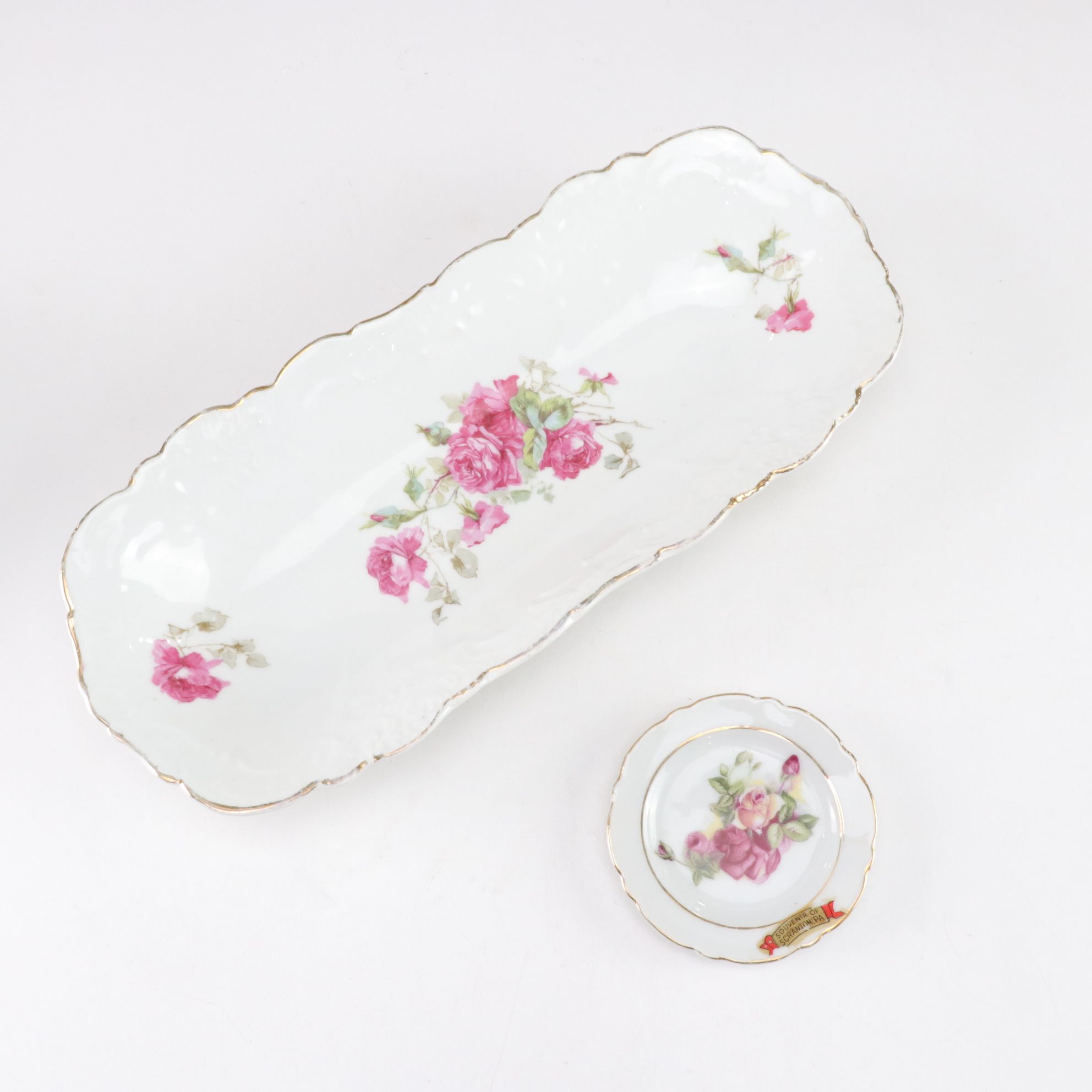 Japan Gilt Porcelain Dinnerware & Glass Ice Cream Bowls