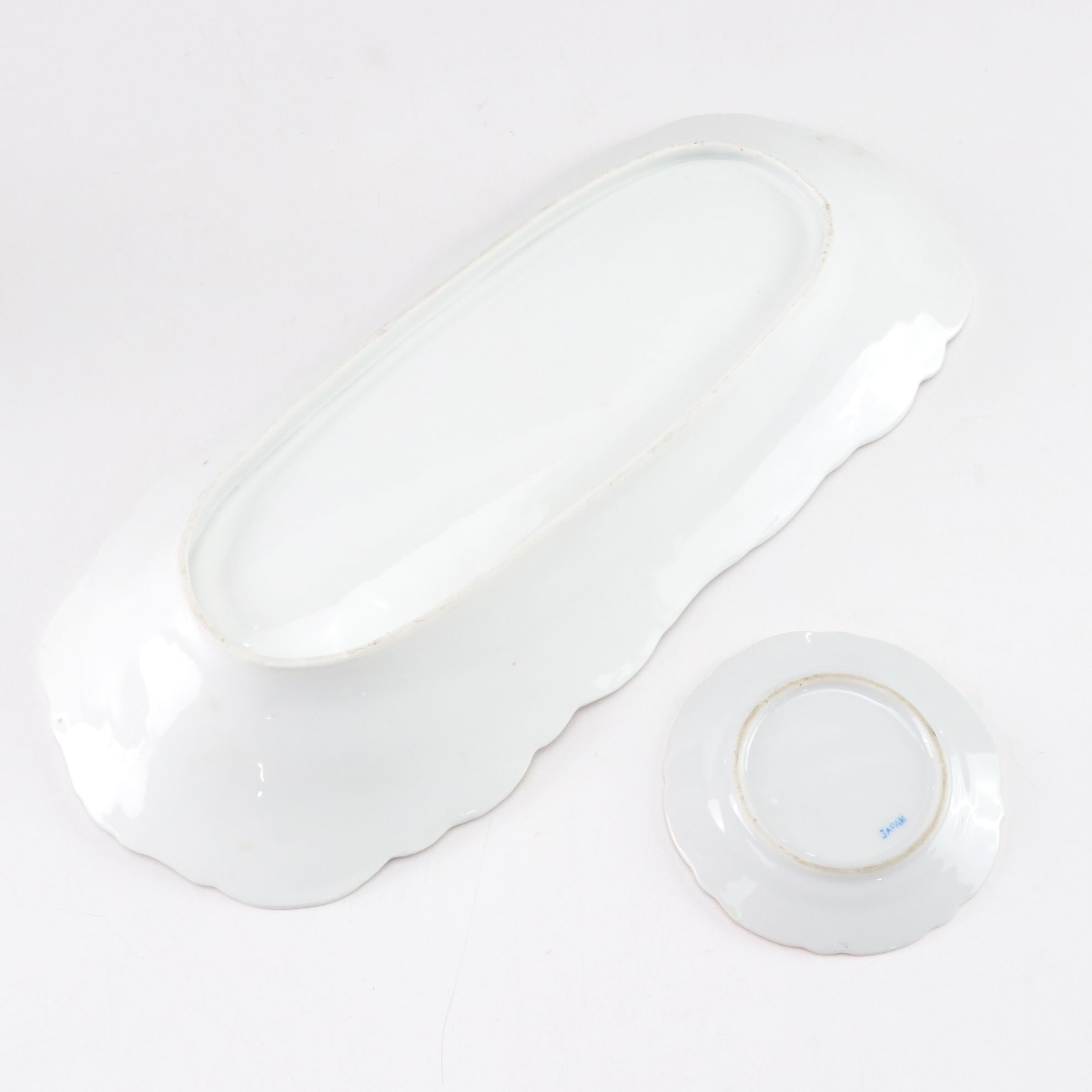 Japan Gilt Porcelain Dinnerware & Glass Ice Cream Bowls