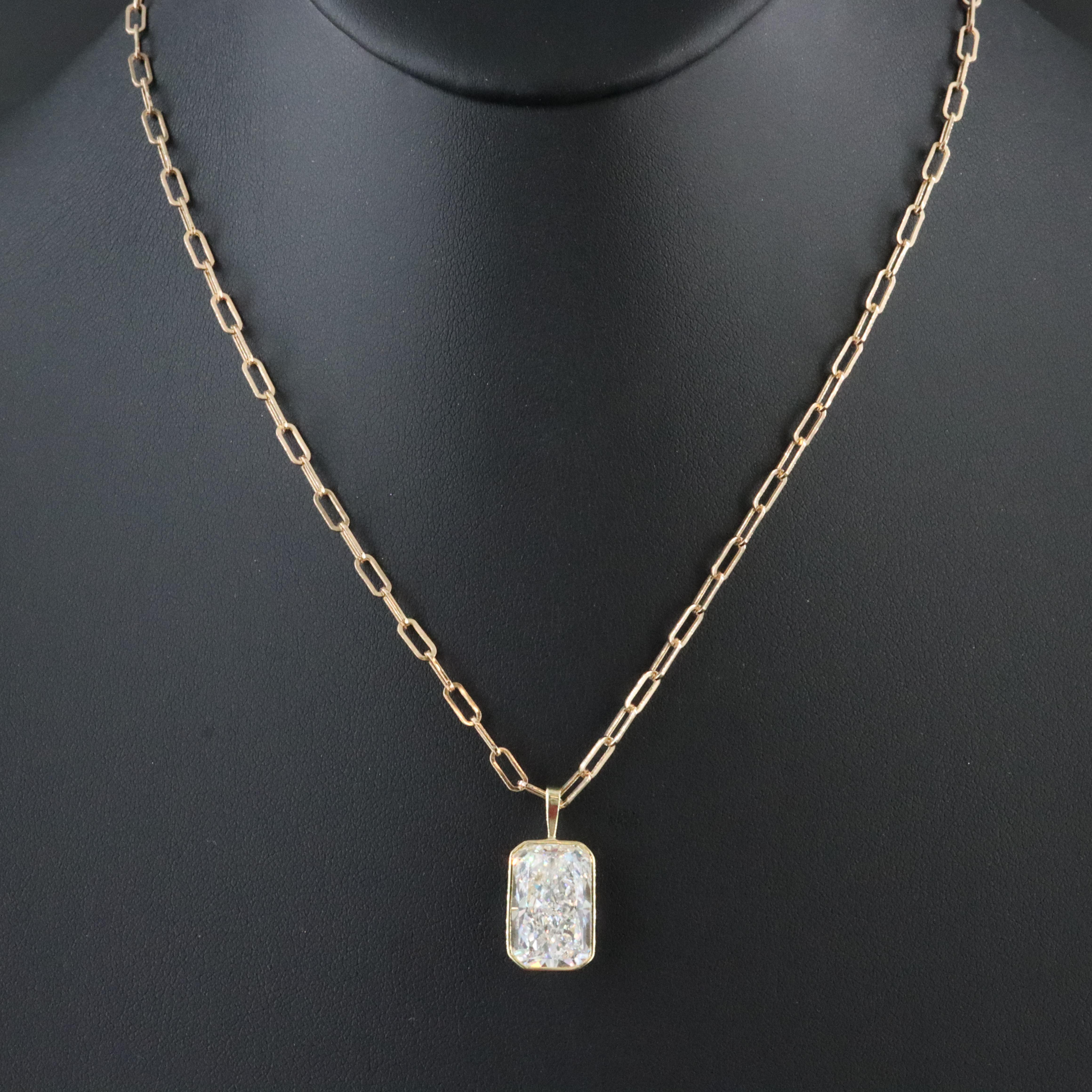 18K 8.02 CT Lab Grown Diamond Pendant and 14K Chain with IGI Report