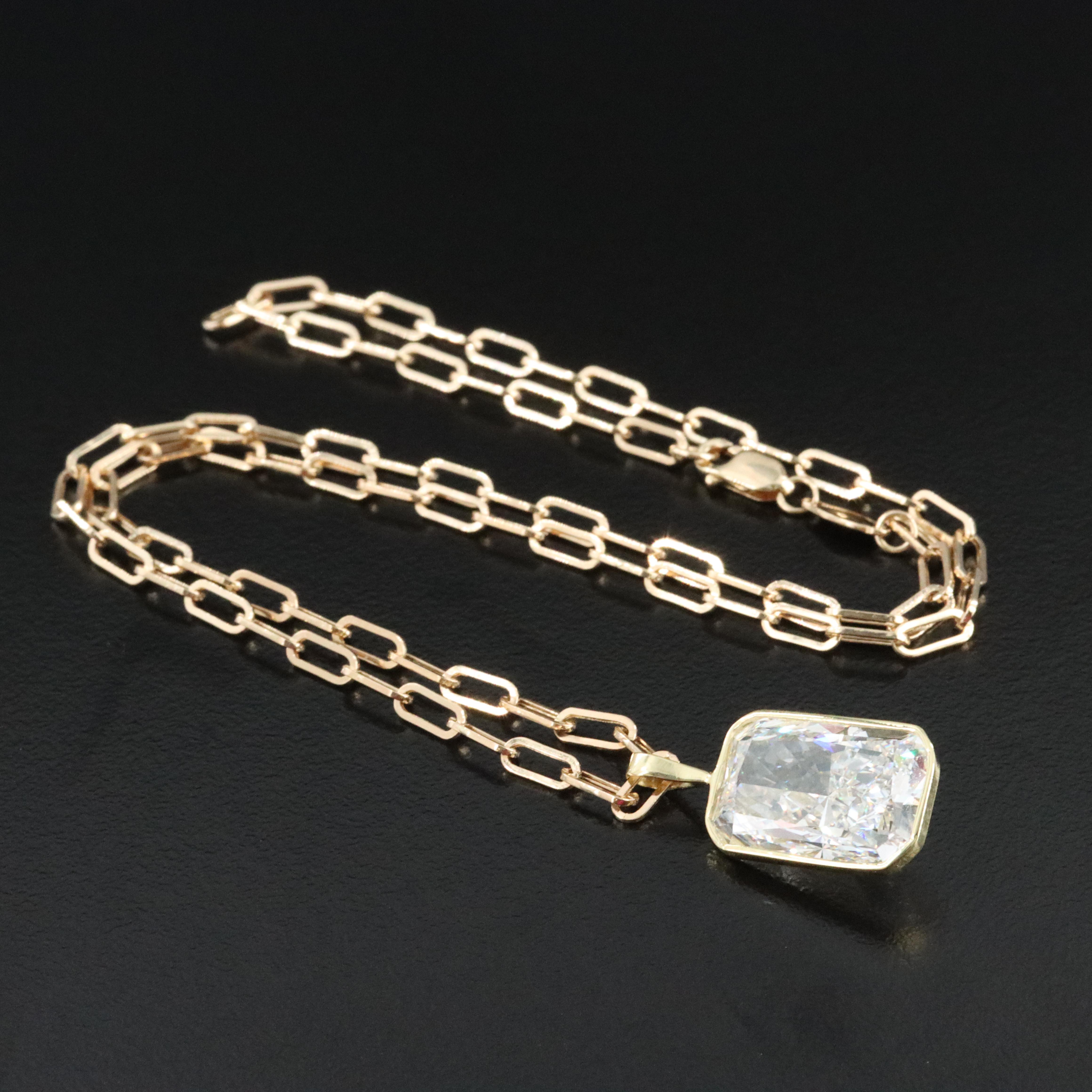 18K 8.02 CT Lab Grown Diamond Pendant and 14K Chain with IGI Report