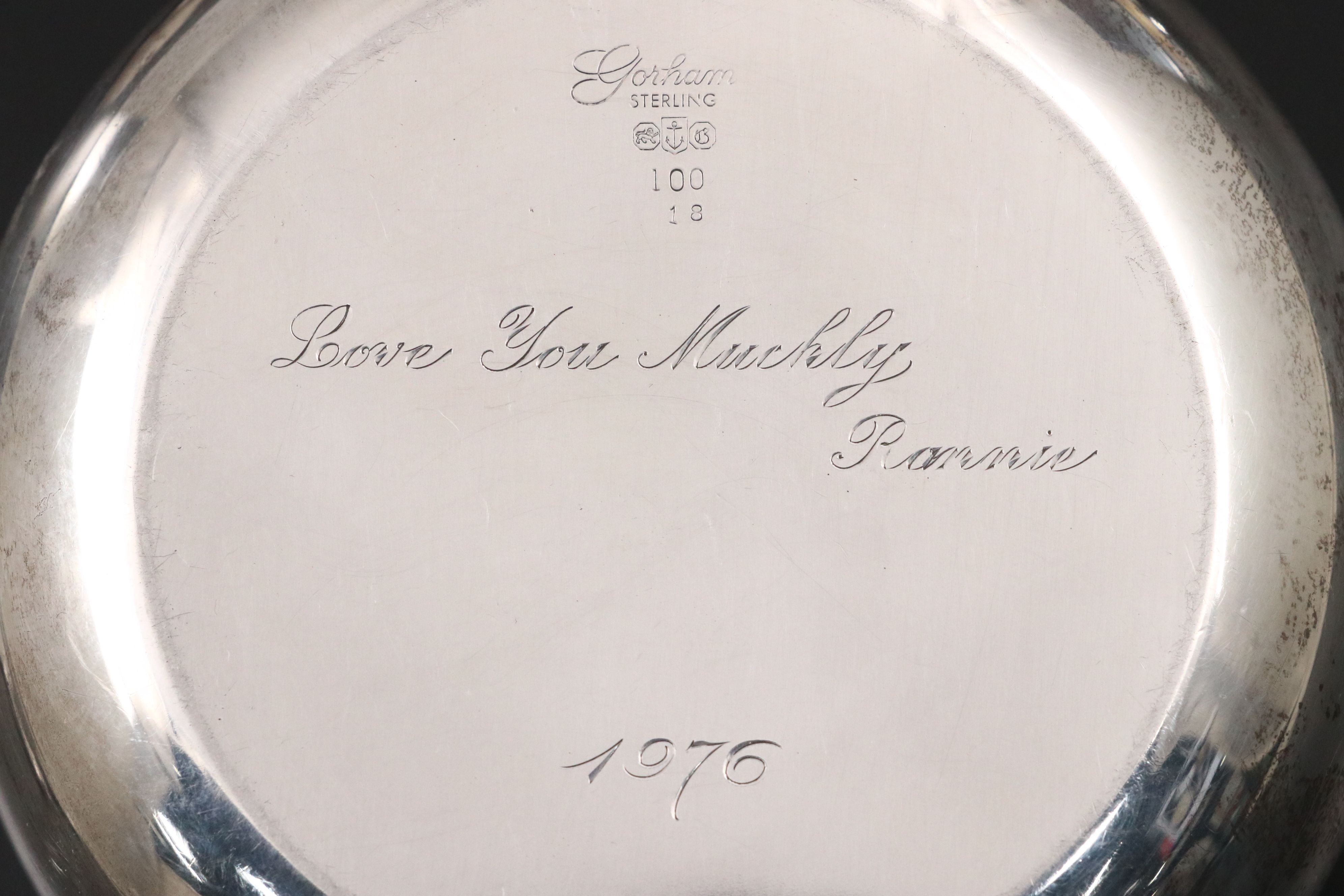 Gorham Sterling Silver Vanity Set with Italian Sterling Pin Dish, Late 20th C.