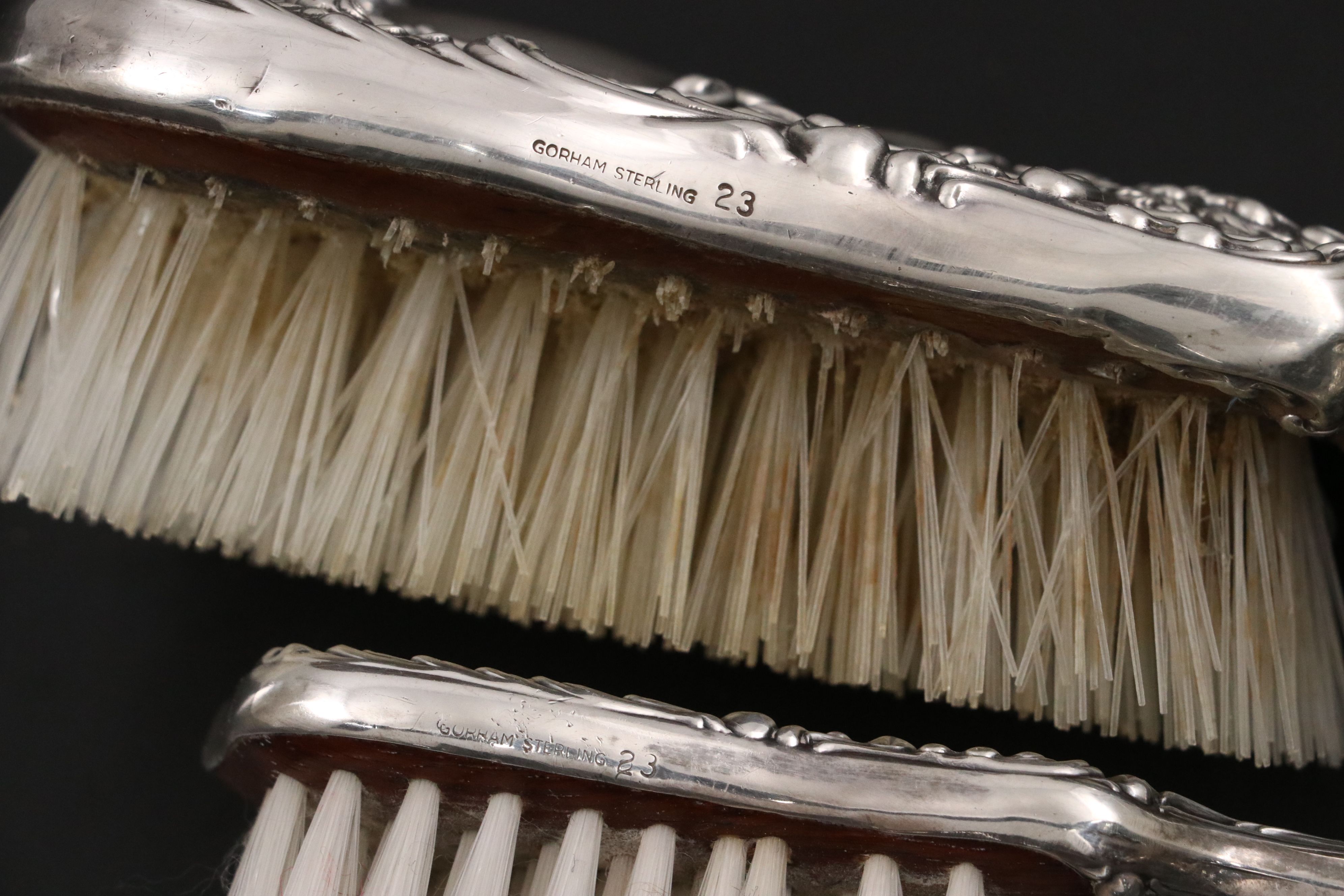 Gorham Sterling Silver Vanity Set with Italian Sterling Pin Dish, Late 20th C.