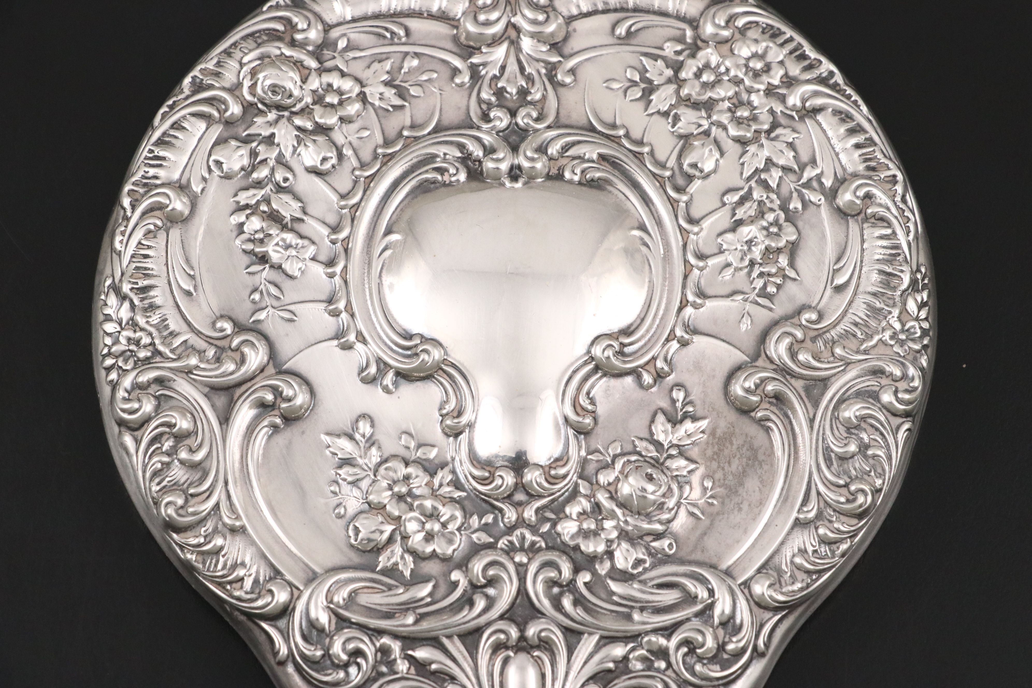 Gorham Sterling Silver Vanity Set with Italian Sterling Pin Dish, Late 20th C.