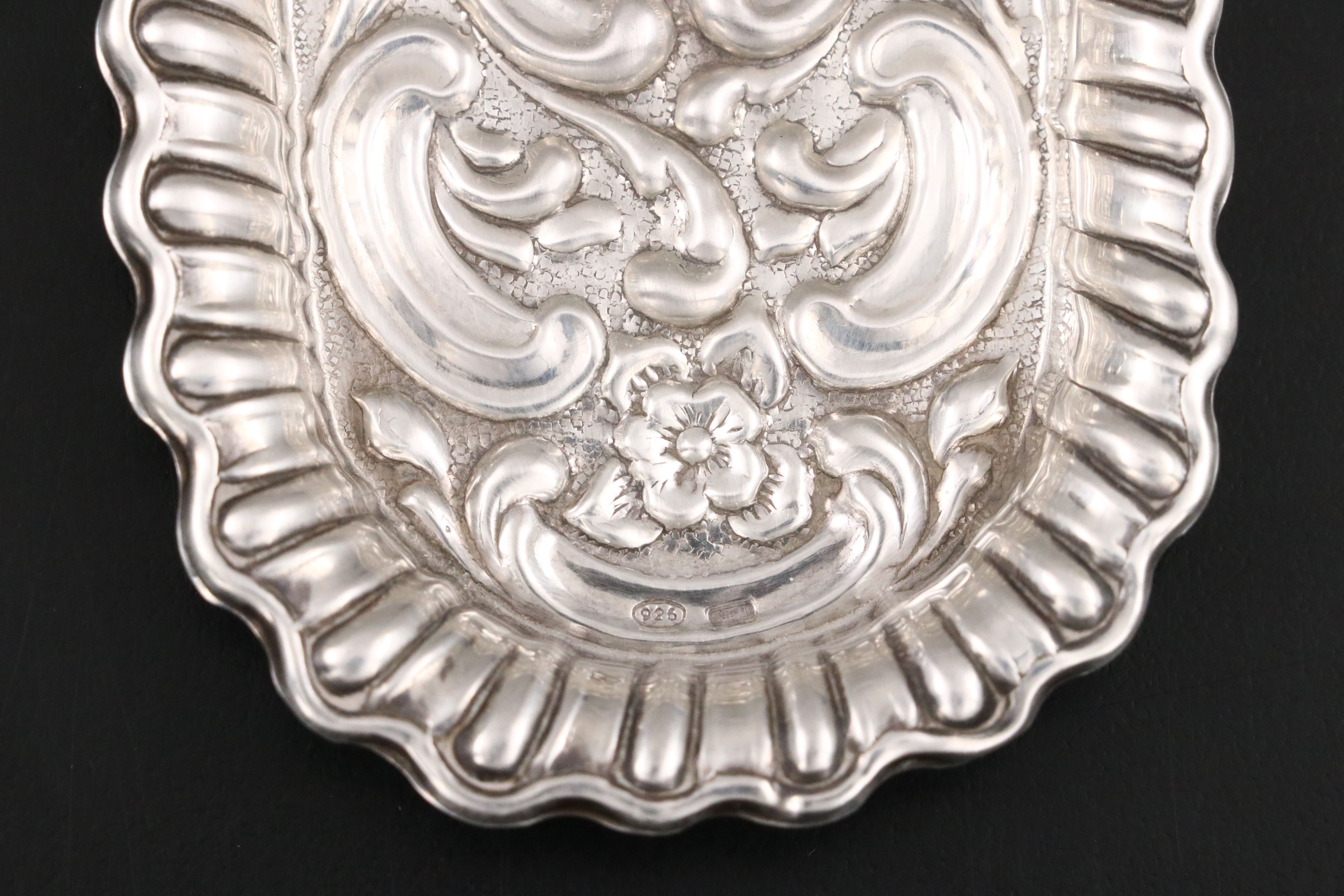 Gorham Sterling Silver Vanity Set with Italian Sterling Pin Dish, Late 20th C.