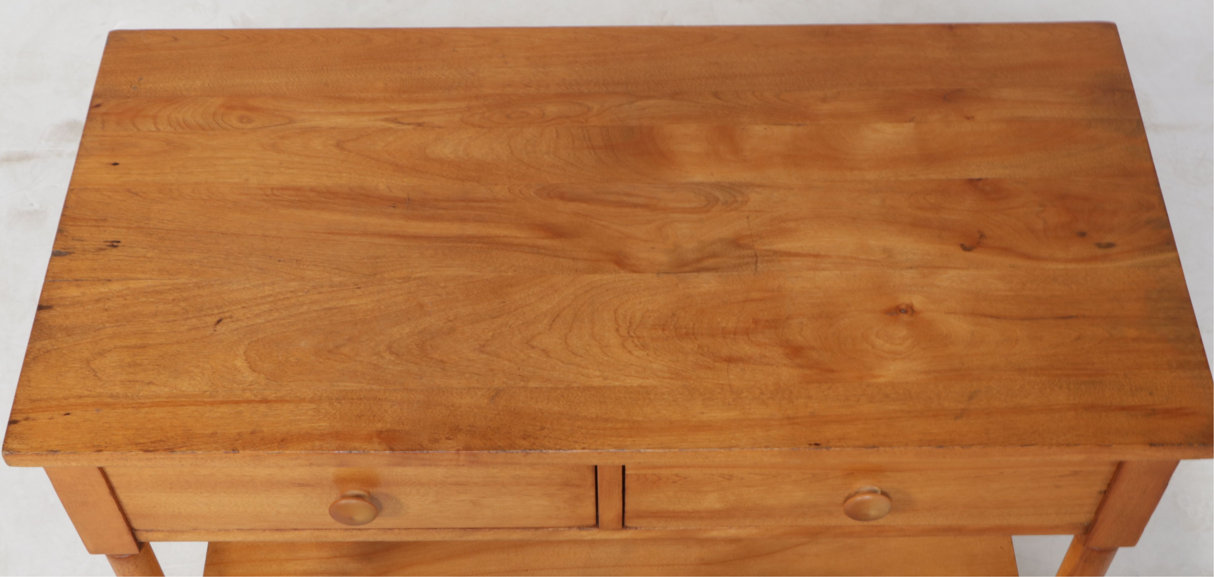 American Sheridan Style Birch Two Drawer Console Table, Mid-20th Century