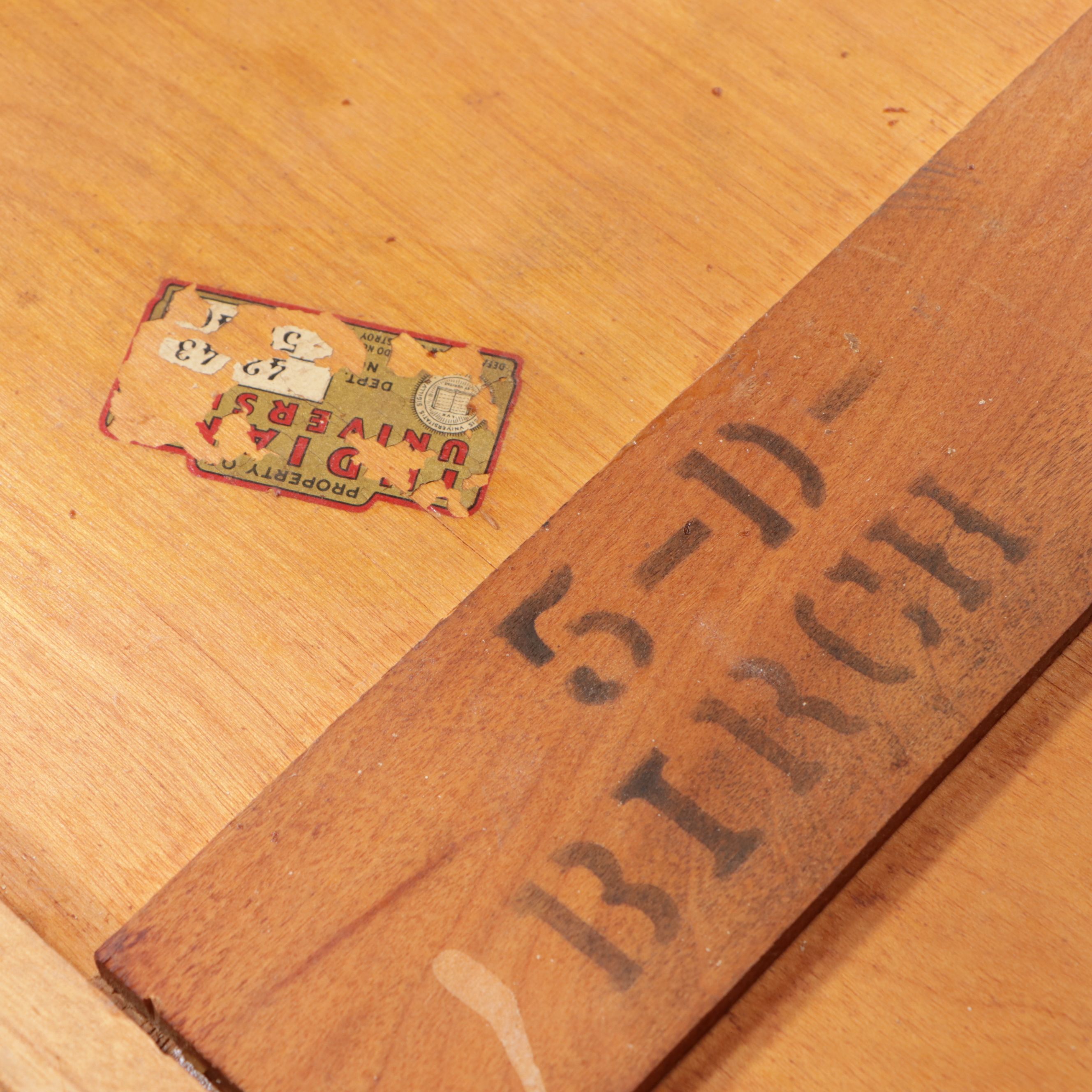 American Sheridan Style Birch Two Drawer Console Table, Mid-20th Century
