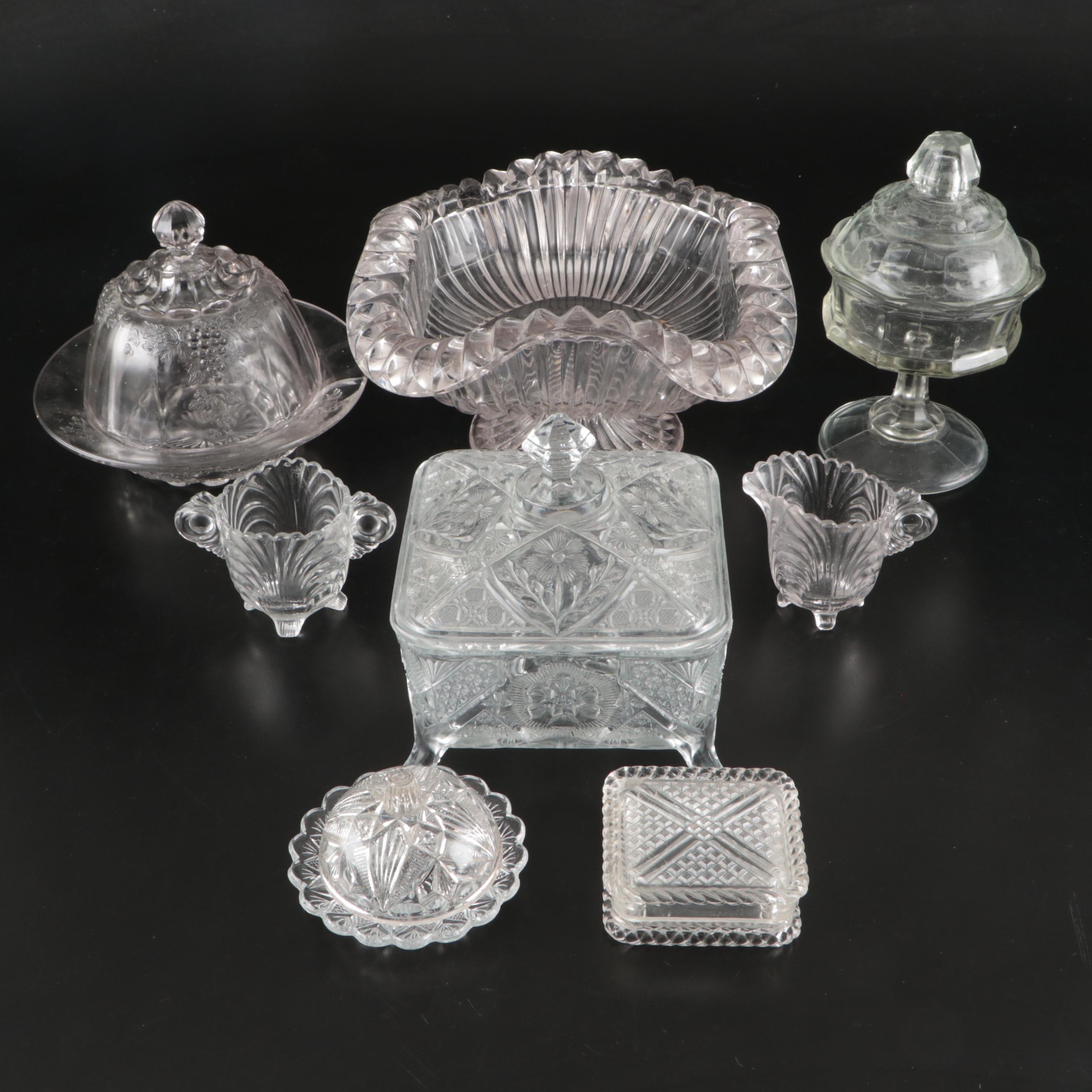 O'Hara Glass "Cadova" Footed Bowl with EAPG and Other Tableware