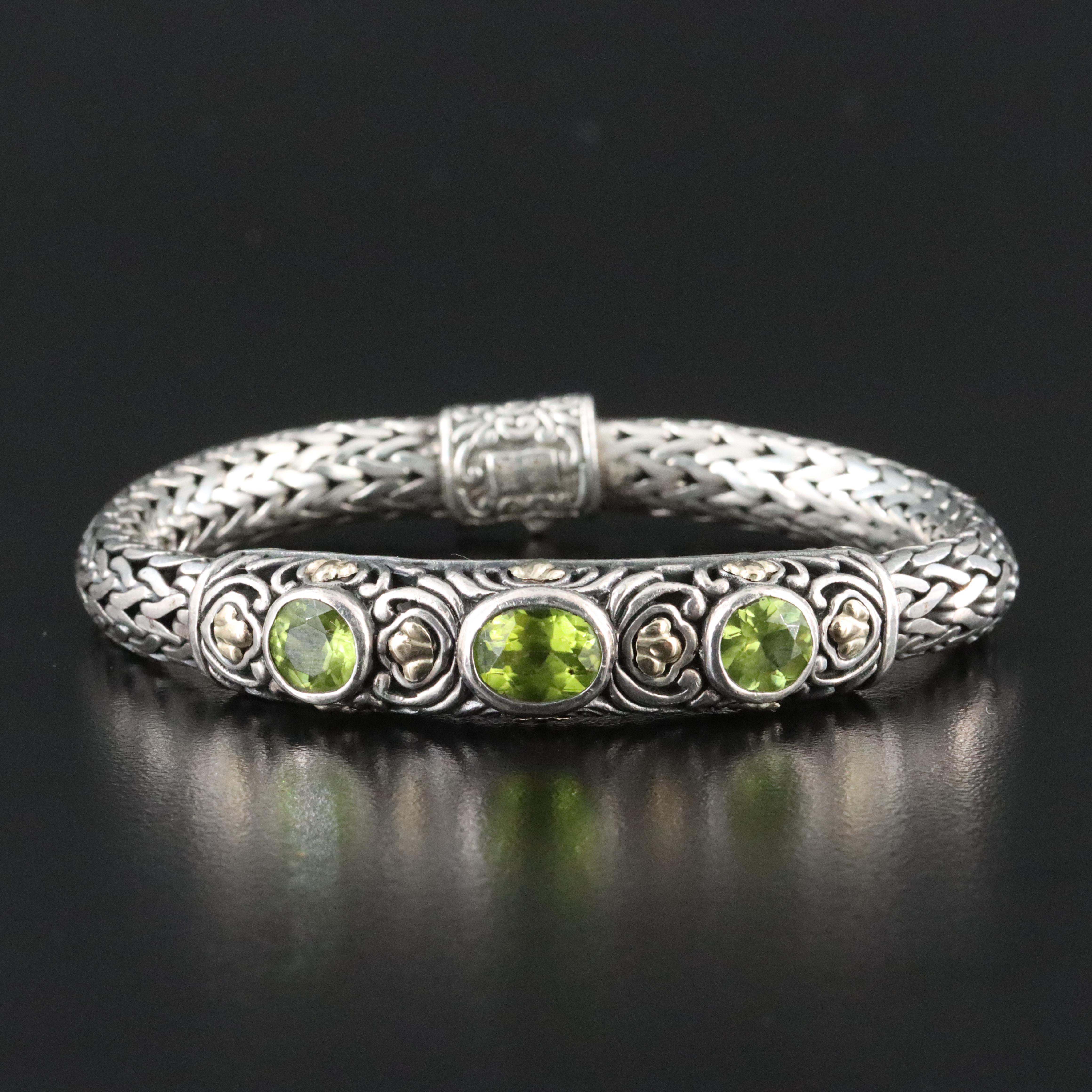 Sterling Peridot Bracelet with 14K Accents