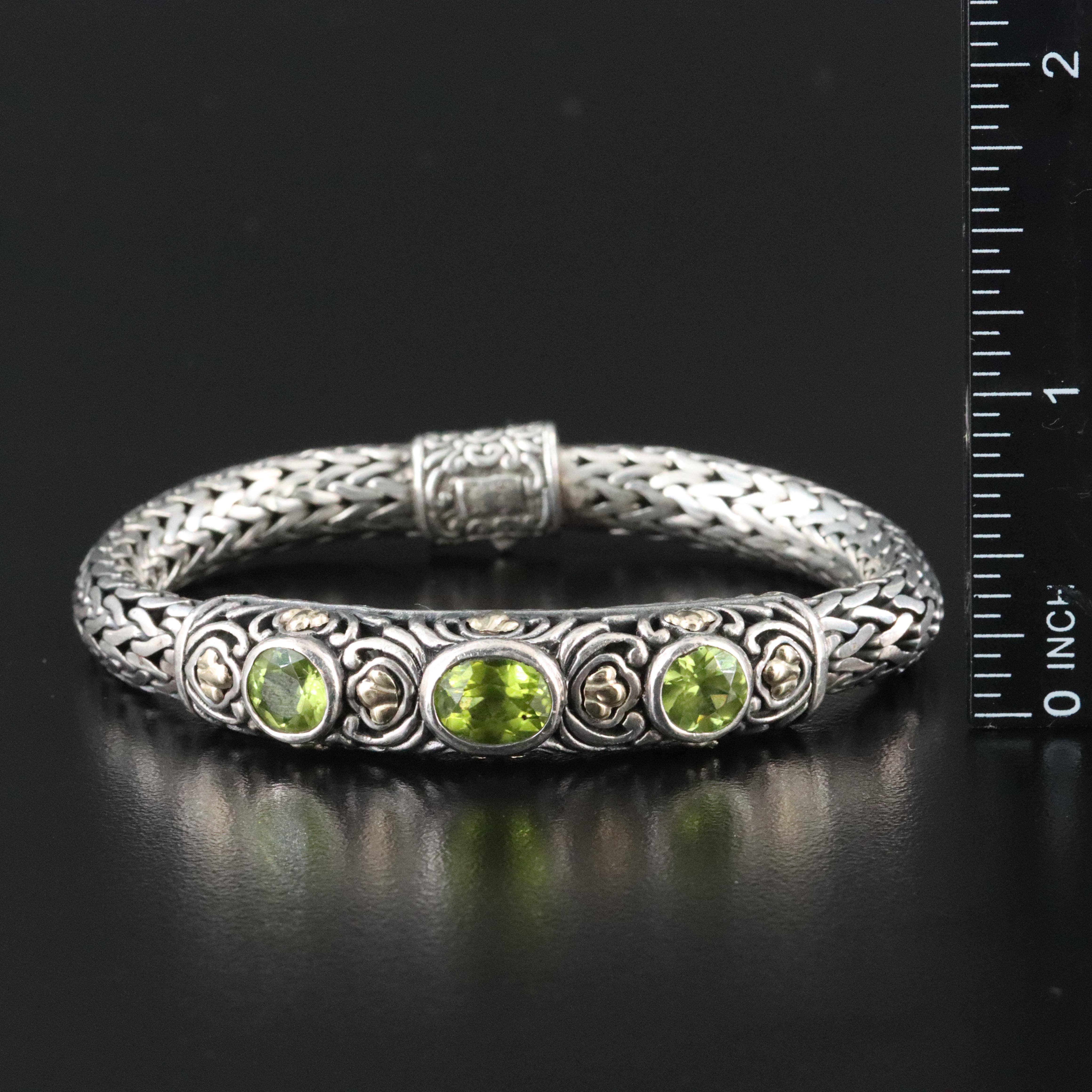 Sterling Peridot Bracelet with 14K Accents