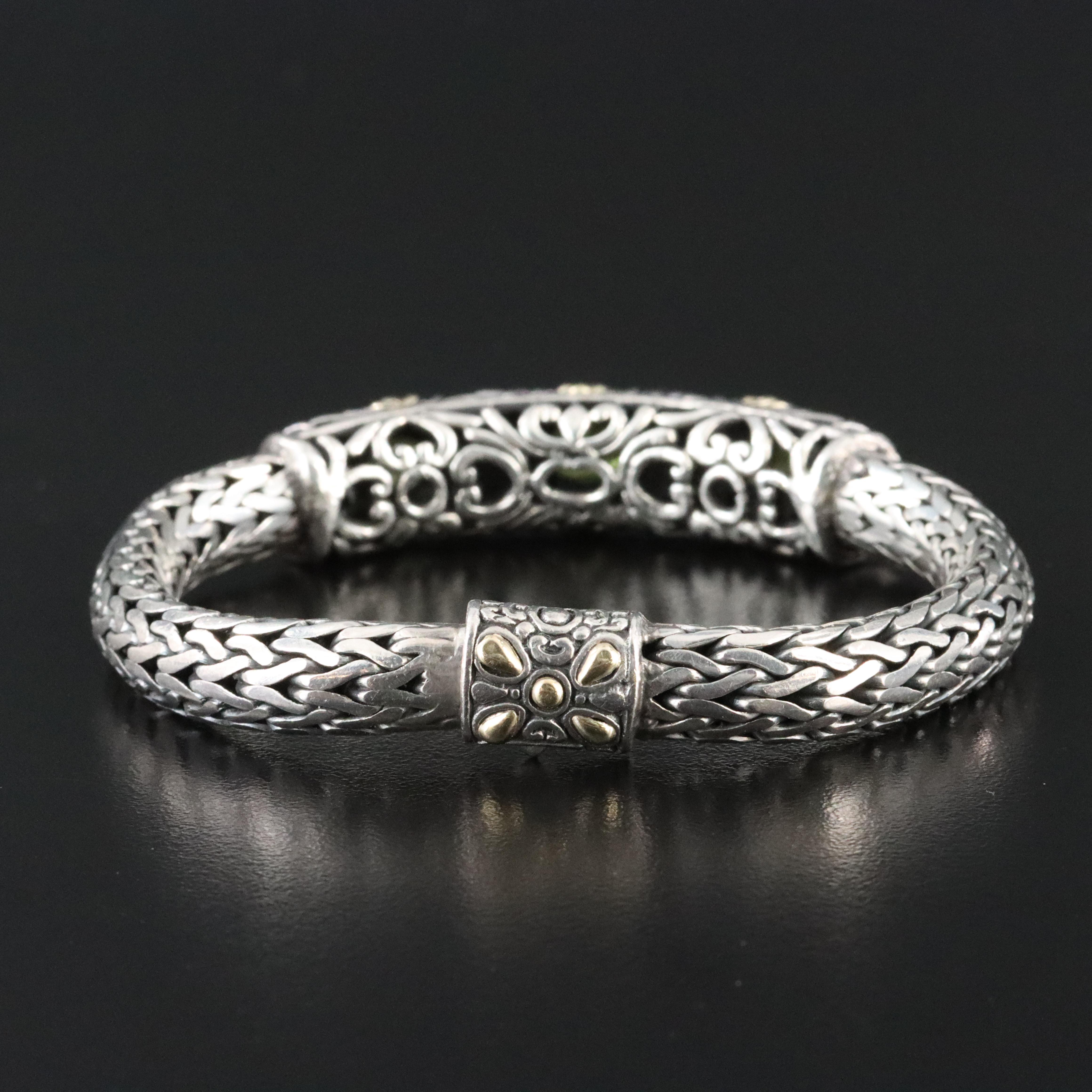 Sterling Peridot Bracelet with 14K Accents