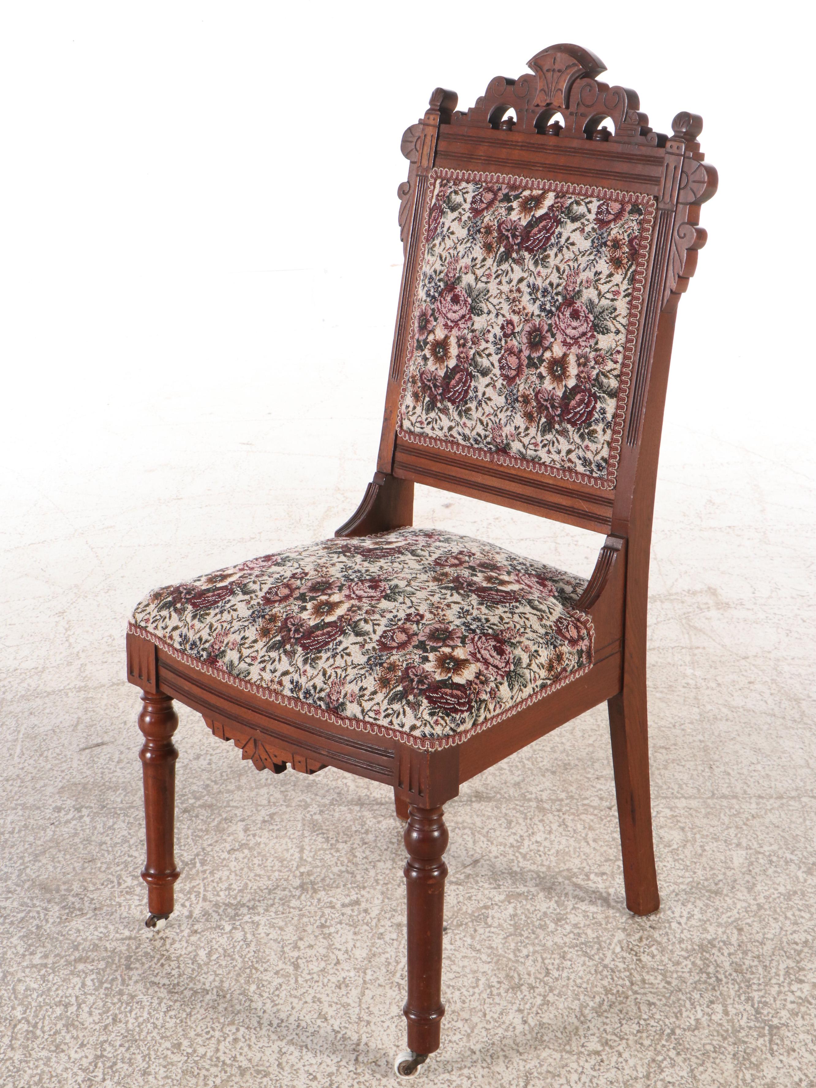 Set of Four Victorian Carved Mahogany Side Chairs