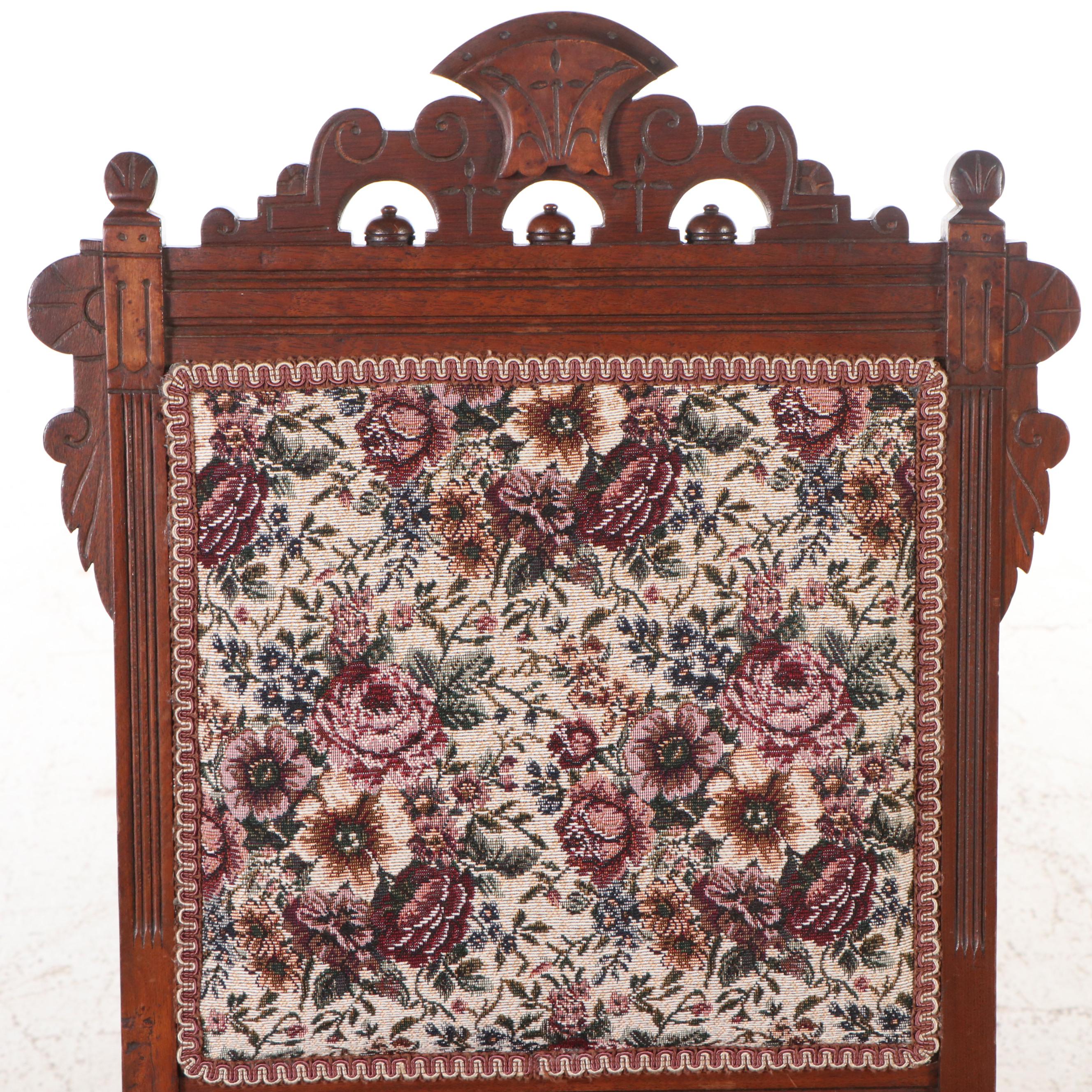 Set of Four Victorian Carved Mahogany Side Chairs