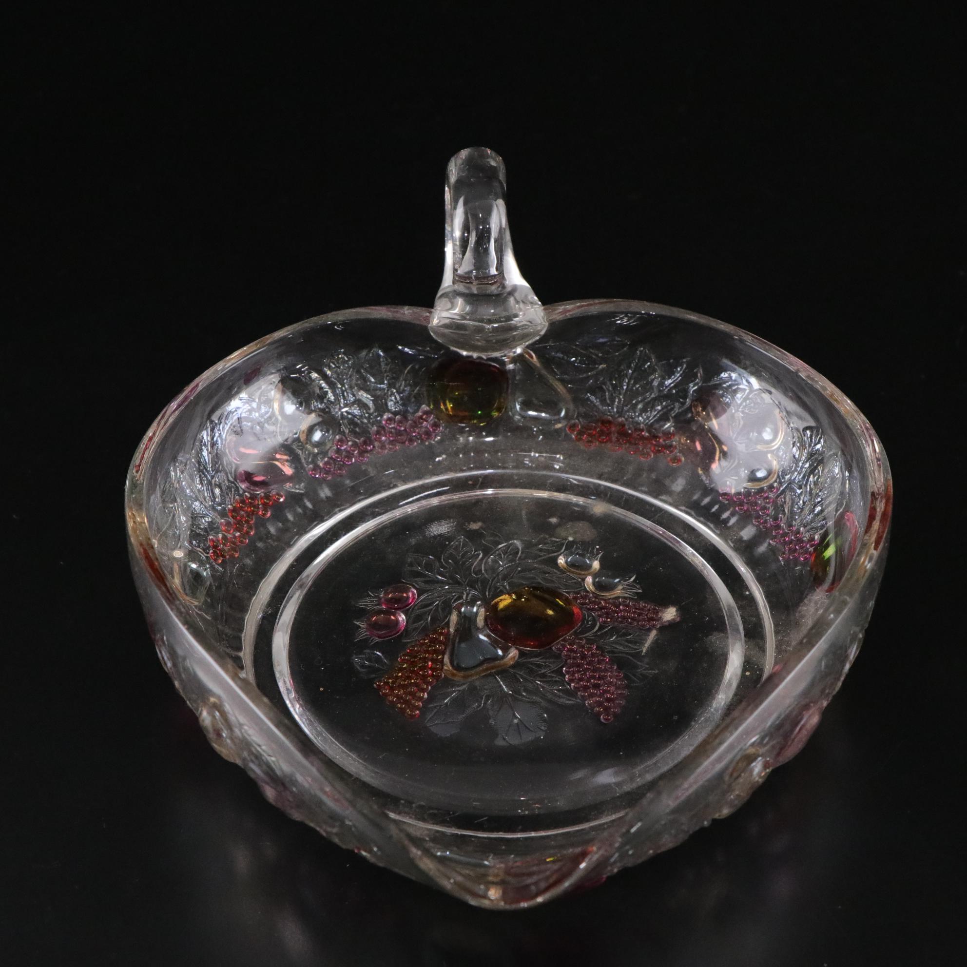 Westmoreland "Della Robbia" Nappy with Avon and Other Pressed Glass Items