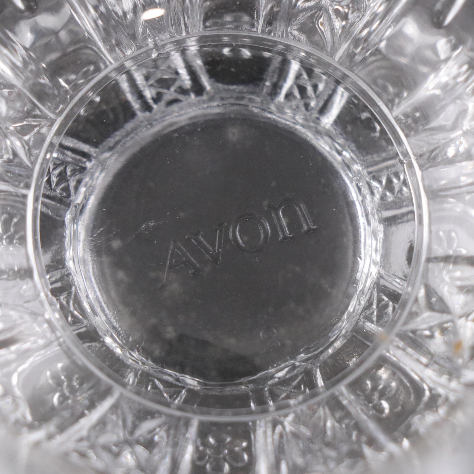 Westmoreland "Della Robbia" Nappy with Avon and Other Pressed Glass Items