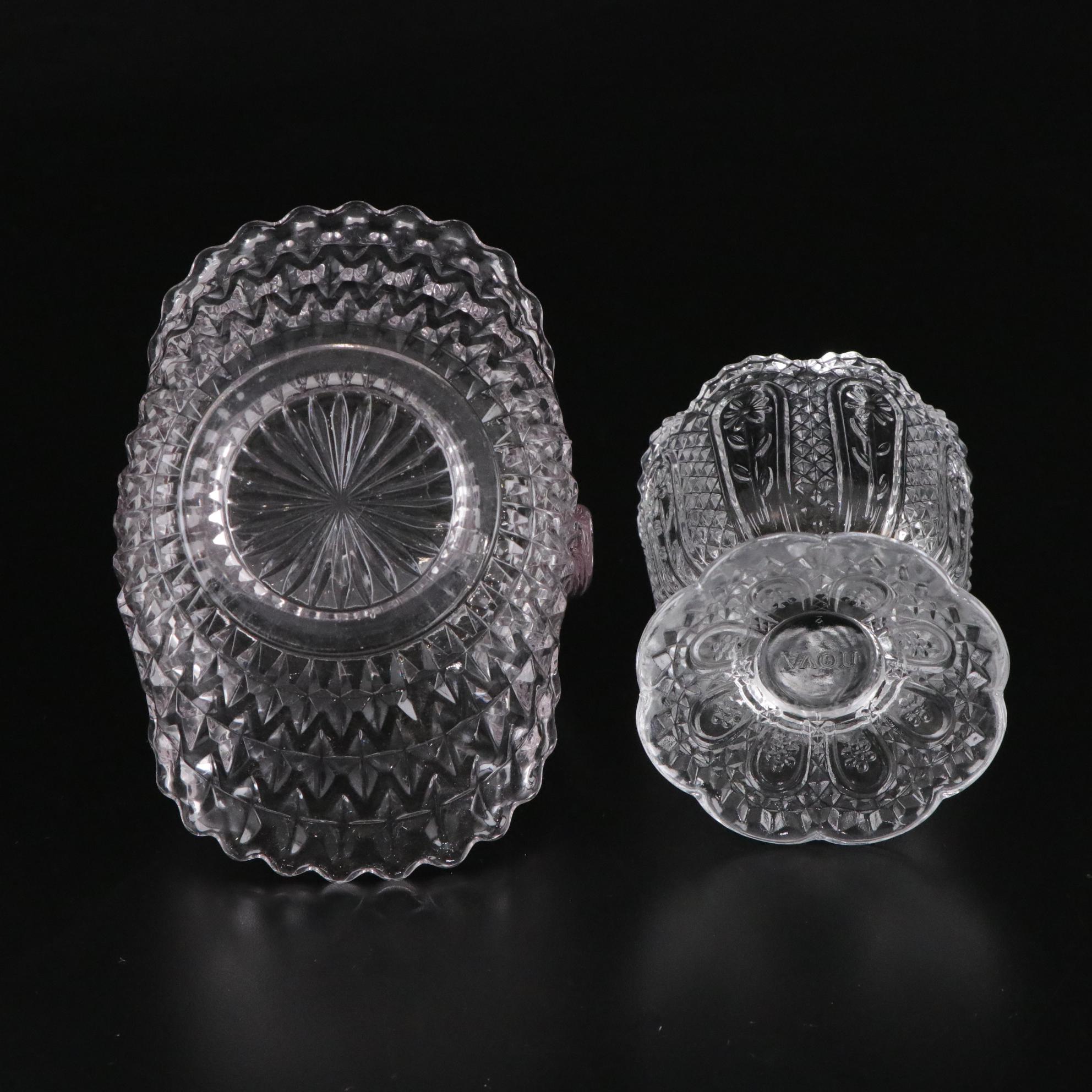 Westmoreland "Della Robbia" Nappy with Avon and Other Pressed Glass Items