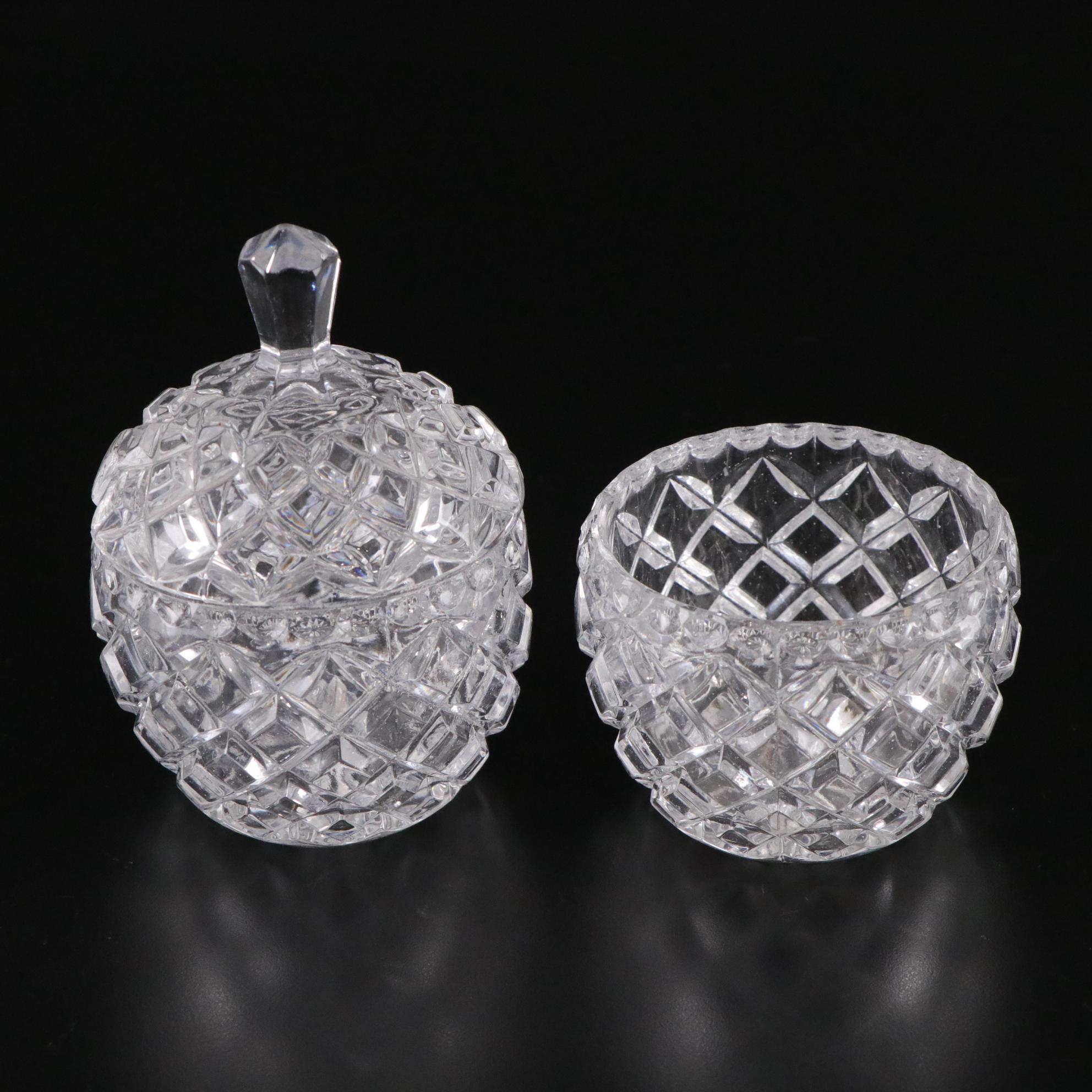 Westmoreland "Della Robbia" Nappy with Avon and Other Pressed Glass Items