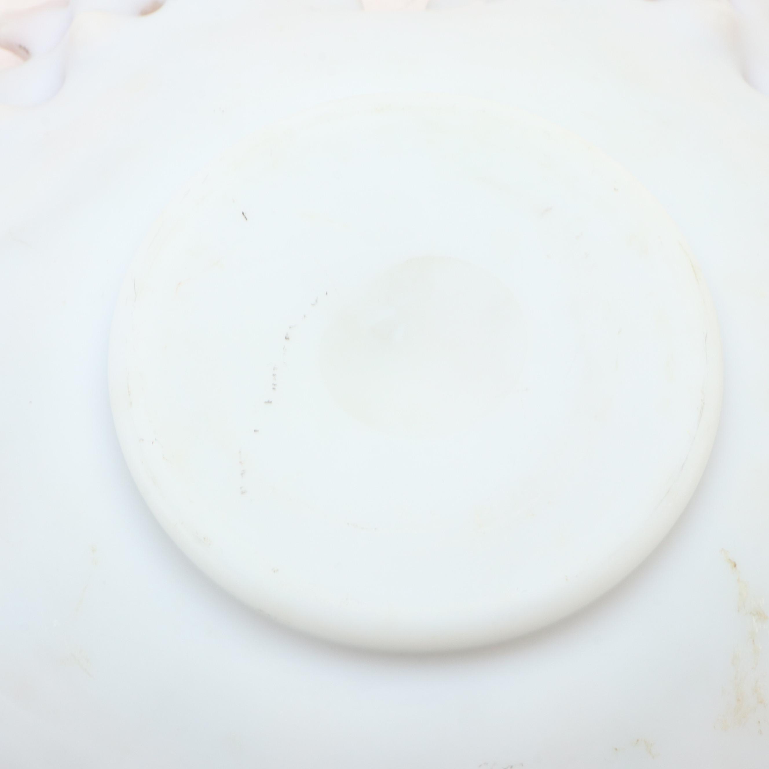 Victorian Hand-Painted Satin Glass Ruffle Rimmed Bowls, Late 19th/ Early 20th C.