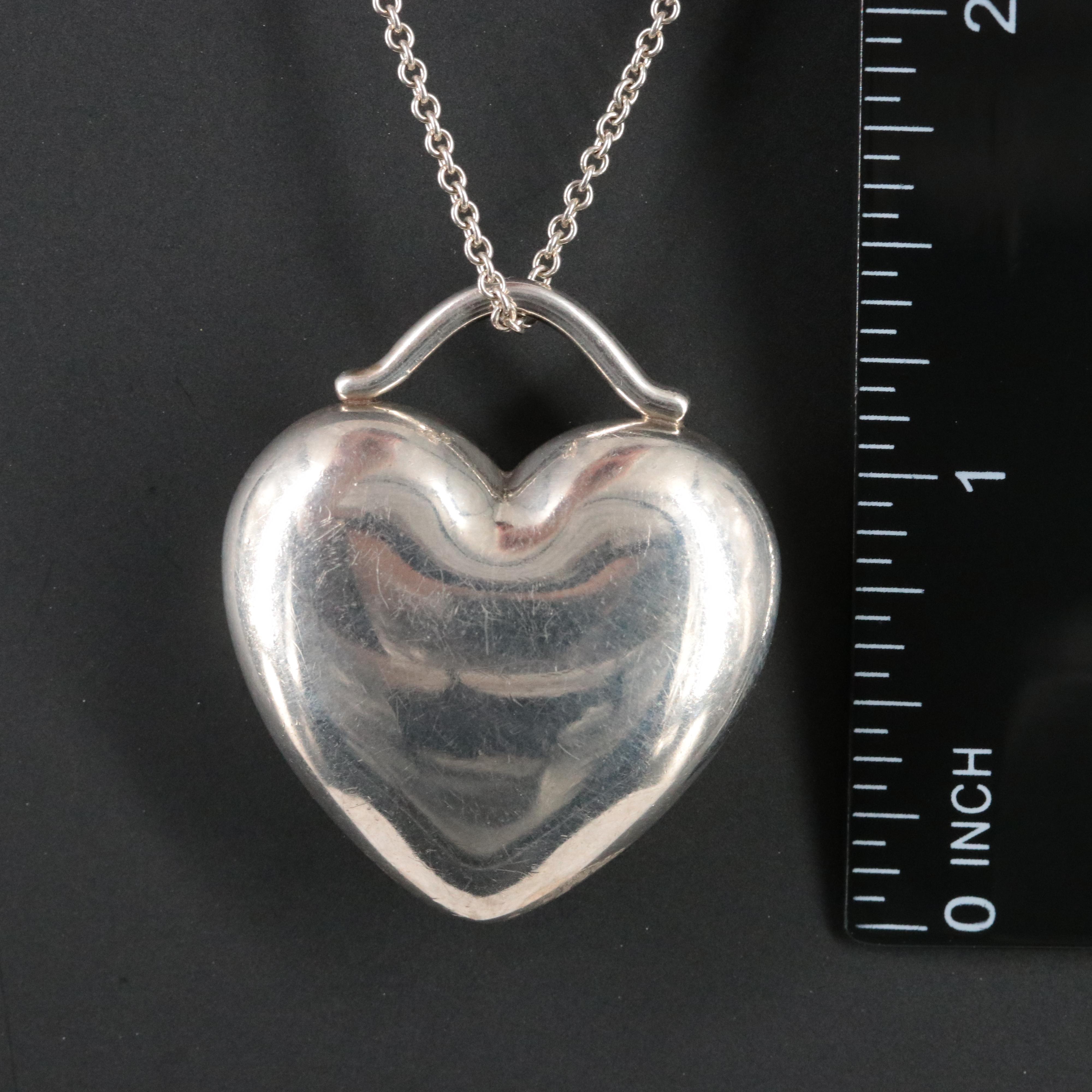 Tiffany & Co. Sterling Puff Heart Pendant Necklace