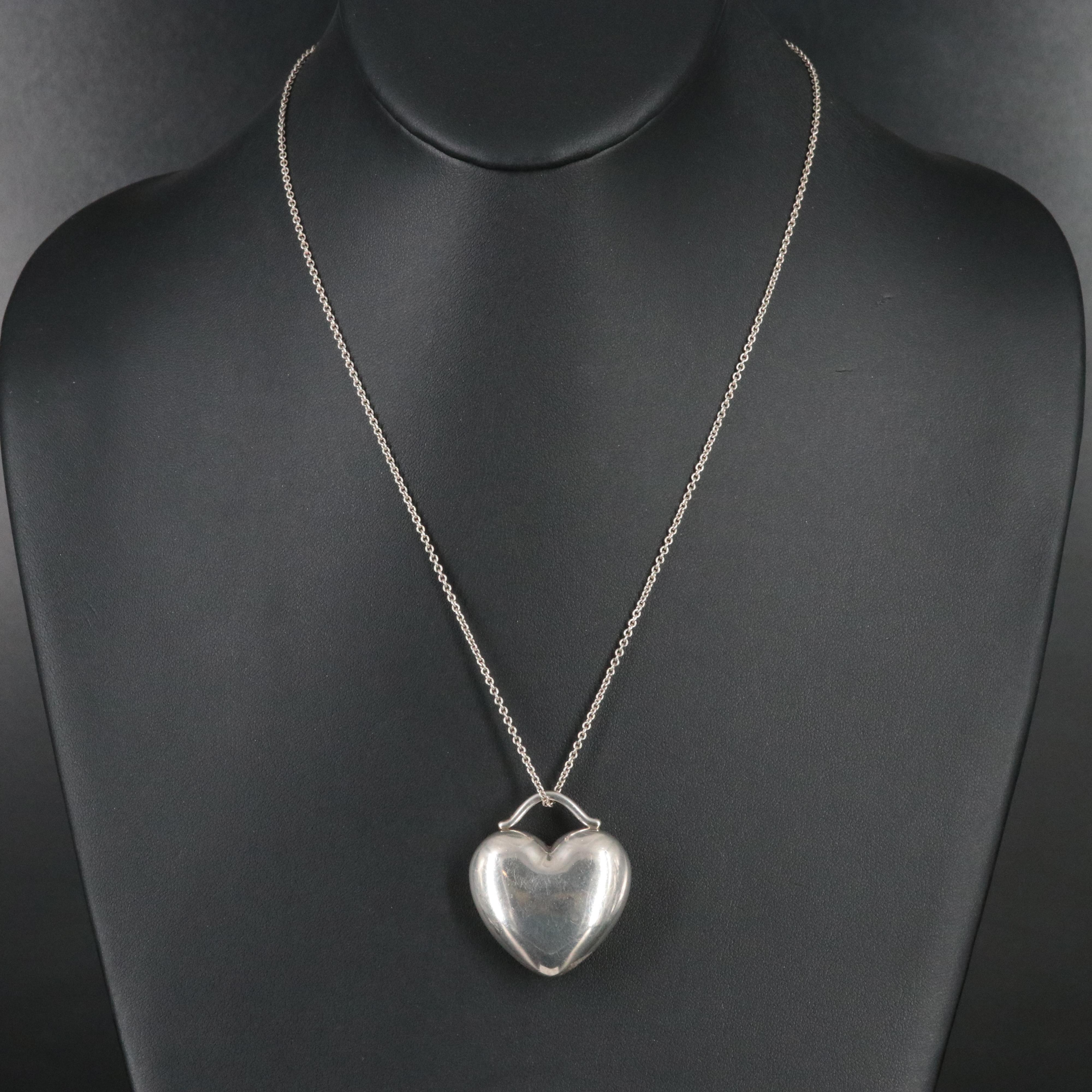 Tiffany & Co. Sterling Puff Heart Pendant Necklace