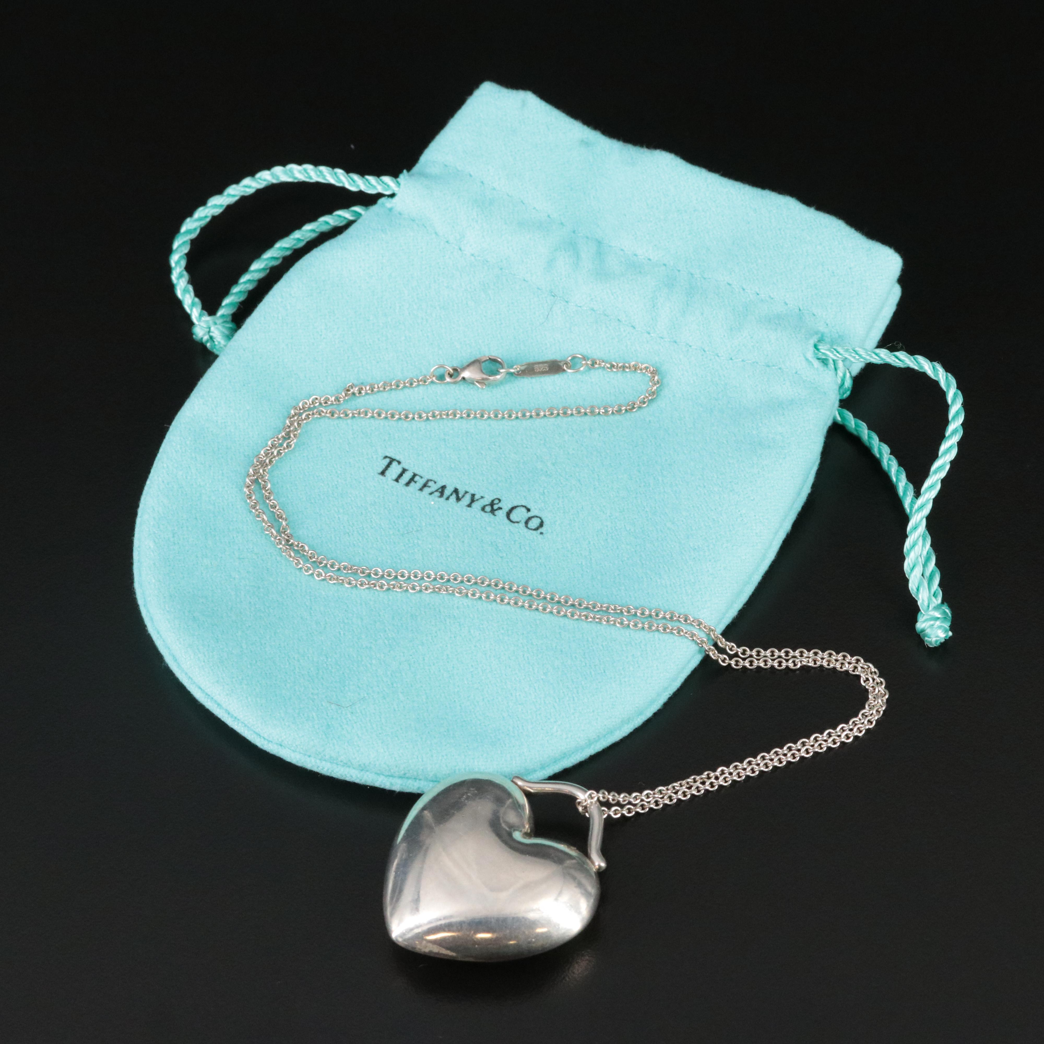 Tiffany & Co. Sterling Puff Heart Pendant Necklace