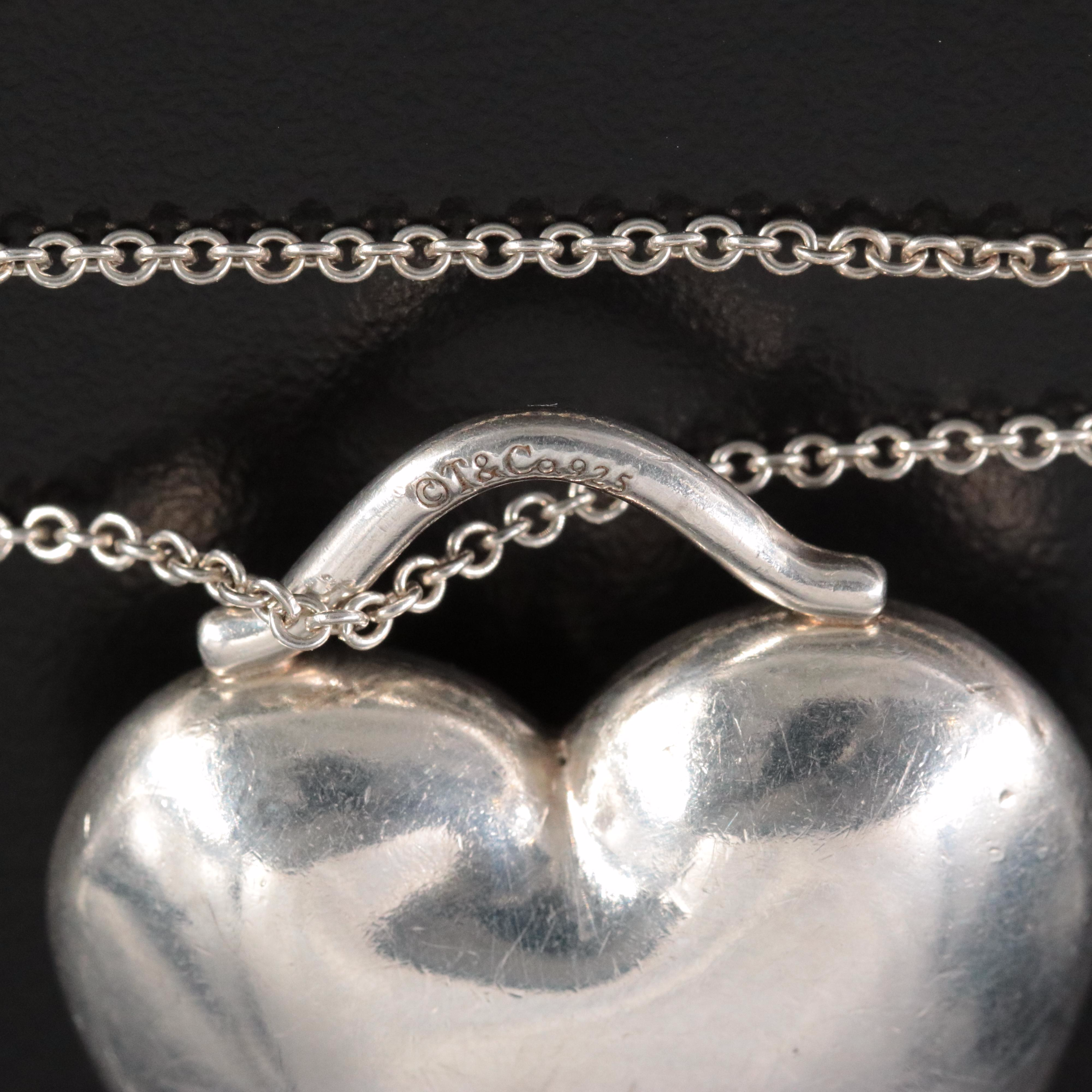 Tiffany & Co. Sterling Puff Heart Pendant Necklace