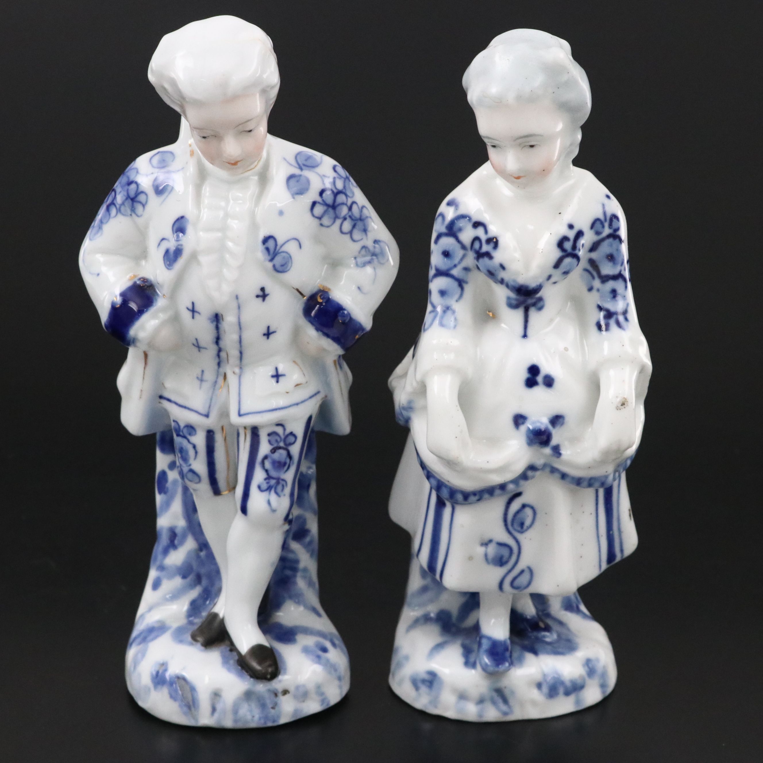 European Style Porcelain Rococo Figurines, Early to Mid-20th Century