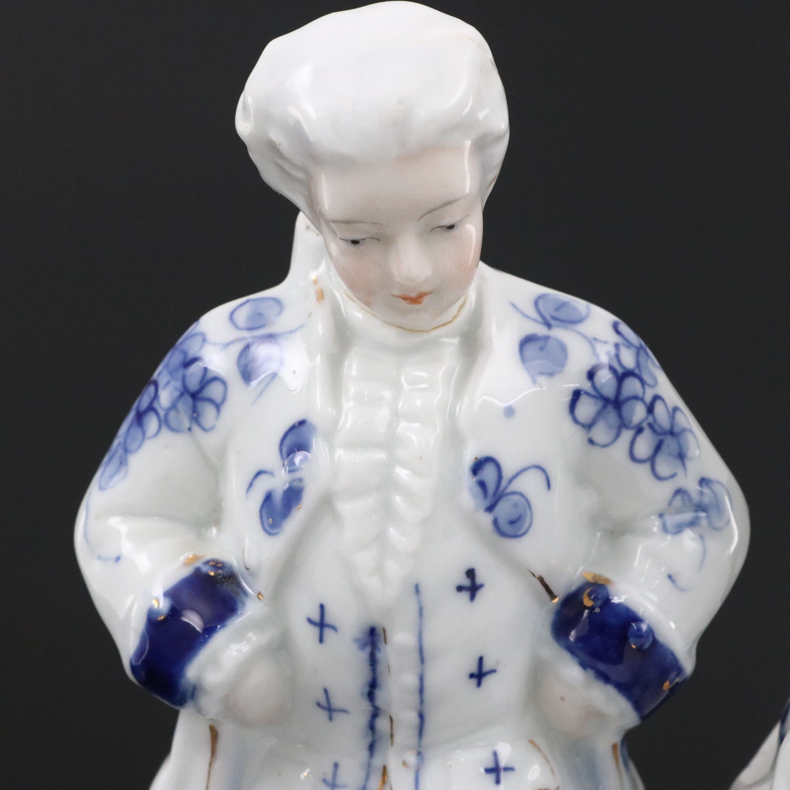 European Style Porcelain Rococo Figurines, Early to Mid-20th Century