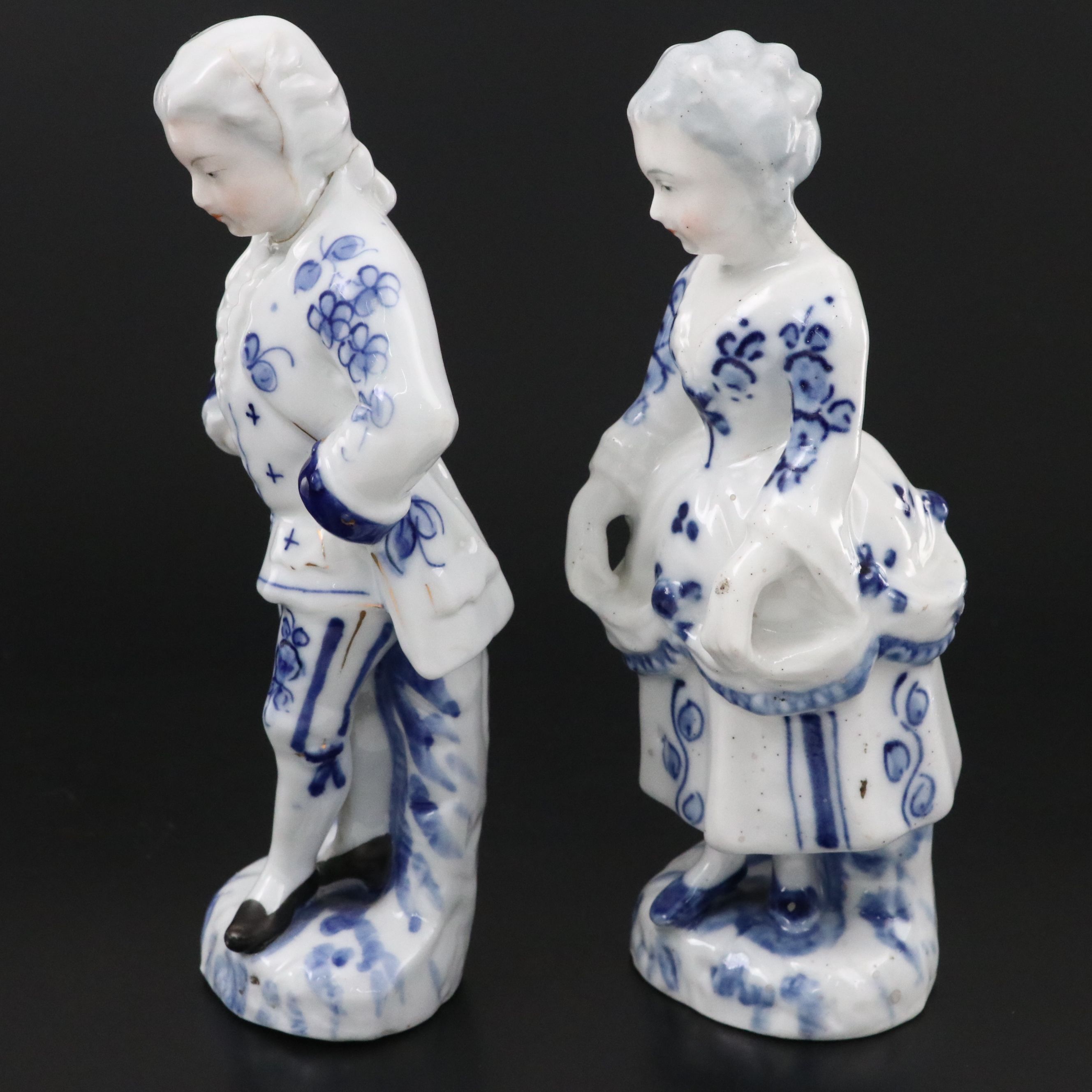 European Style Porcelain Rococo Figurines, Early to Mid-20th Century